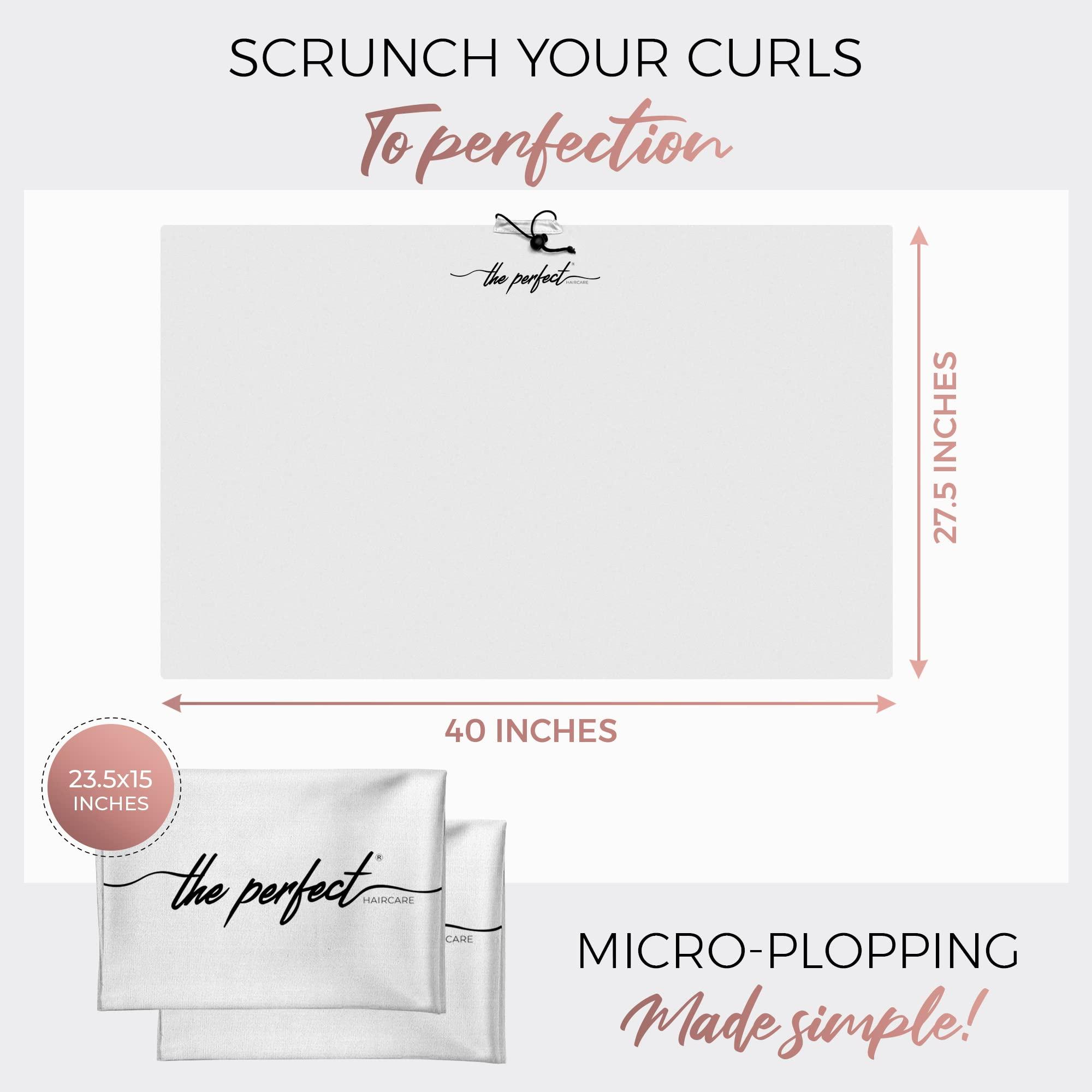THE PERFECT HAIRCARE THE PERFECT HAIRCARE Curly Hair Girls Microfiber Plopping Towel Set - Anti-frizz Silky Smooth Hair Drying Wrap for Women - Super Absorbent Large Hair Towel + 2 Scrunching Towels to Micro Plop