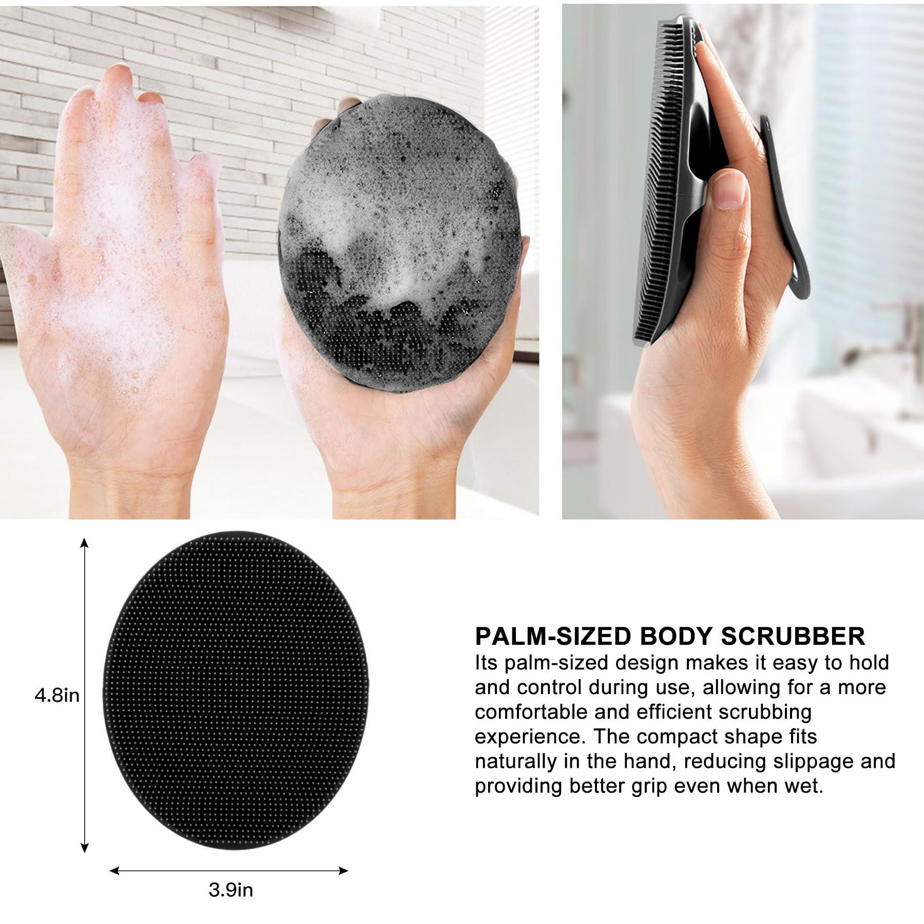 INNERNEED INNERNEED Soft Silicone Body Scrubber Handheld Shower Cleansing Brush, Gentle Exfoliating and Massage for all Kinds of Skin (Black)