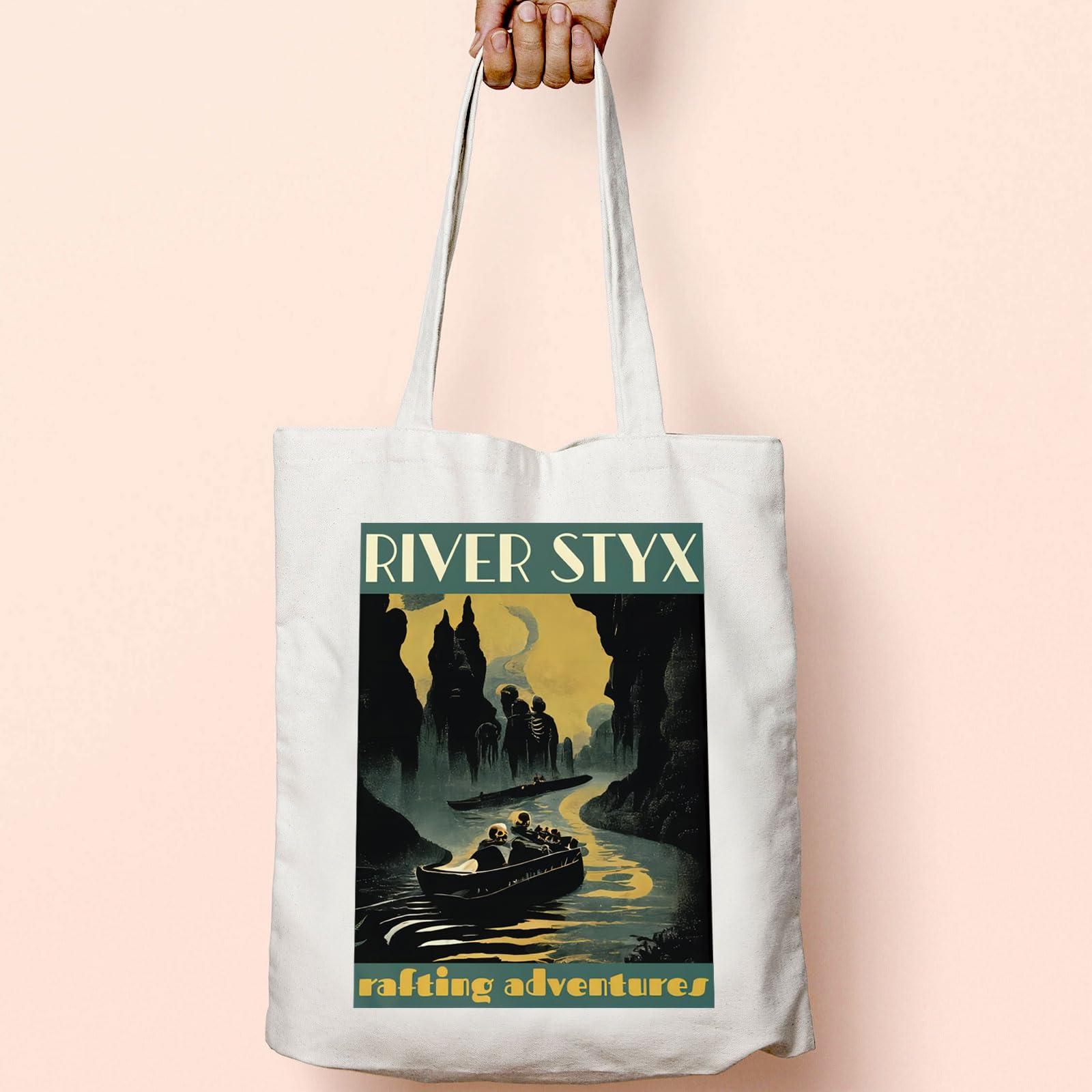 TOBGBE TOBGBE Gifts For Book Lovers Lovers River Styx Greek Mythology Merchandise Dark Academia Canvas Bag (River Tote)