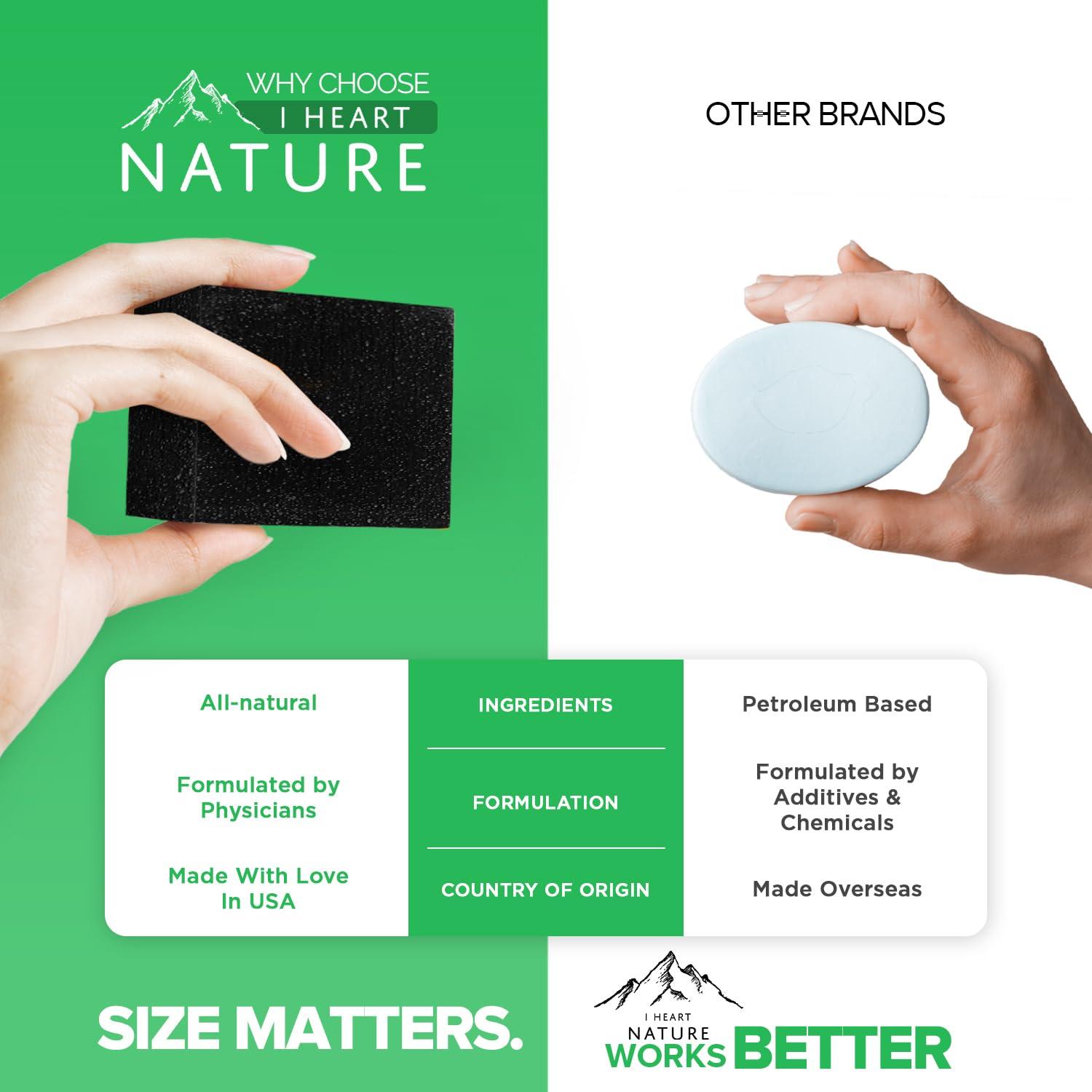 iHeart Nature iHeart All Natural Charcoal Soap (2 Packs) Infused with Refreshing Peppermint Essential Oil Scent - Deep Cleanses, and Hydrates - Perfect for Achieving a Radiant Skin