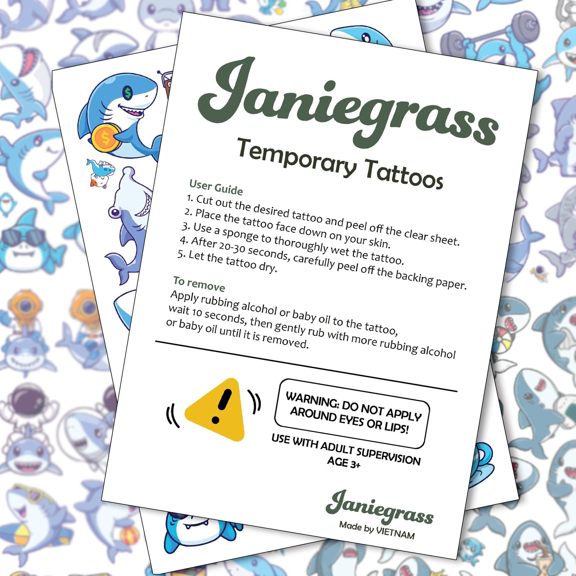 Janiegrass 77 PCS Cute Shark Temporary Tattoos for Party Supplies, Cute Sea Shark Tattoo Stickers for Birthday Parties, Shark Tattoos Party Favor, Waterproof Tattoos. (Blue (77PCS))