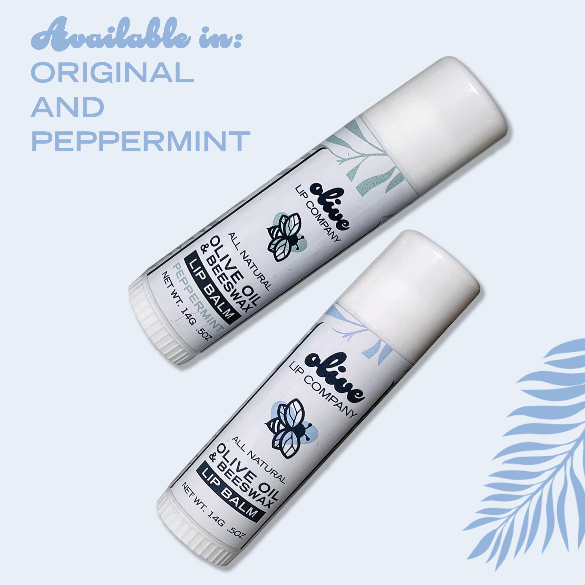 Olive Lip Company Hydrating Olive Oil and Peppermint Lip Balm with Mango Butter and Beeswax, 0.5 oz. Jumbo Tube, Clear Long Lasting Moisturizer for Dry, Cracked, Chapped Lips
