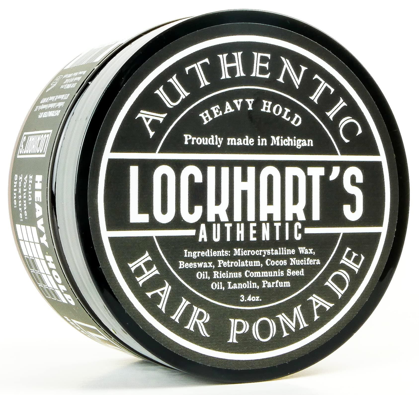 Lockhart's Authentic Grooming Co. LLC Lockharts Heavy Hold - Handcrafted Pomades for Men - World\'s Strongest Oil Based Pomade - Humidity & Sweat Proof - Low Shine, Heaviest Hold - Coco Vanilla Scent, (3.4oz.)