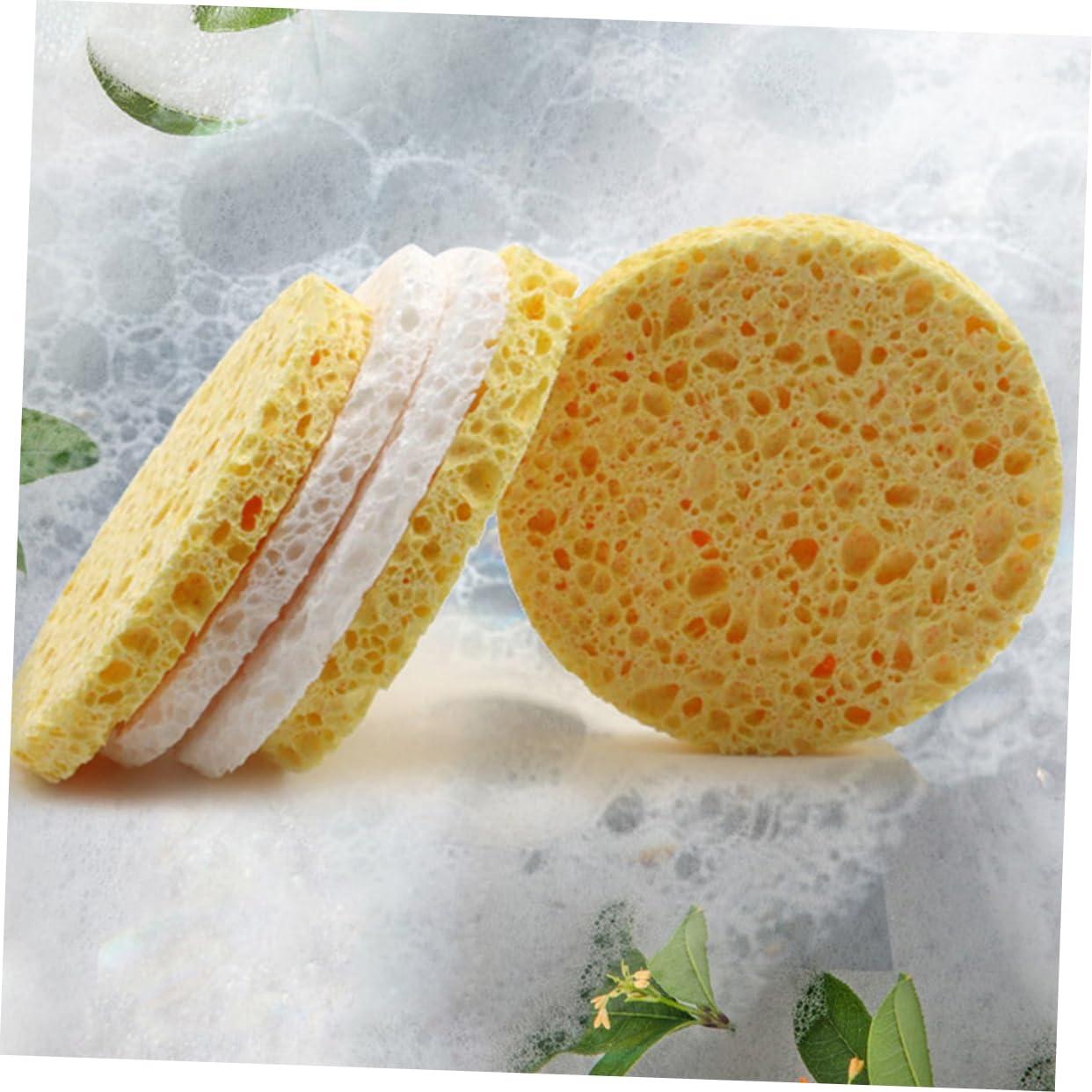 PLAFOPE PLAFOPE 50pcs Clean Makeup Tools Car Wash Large Facial Cleaning Products Face Wash Sponge Holder Bowl Puff Yellow Wood Pulp Cotton