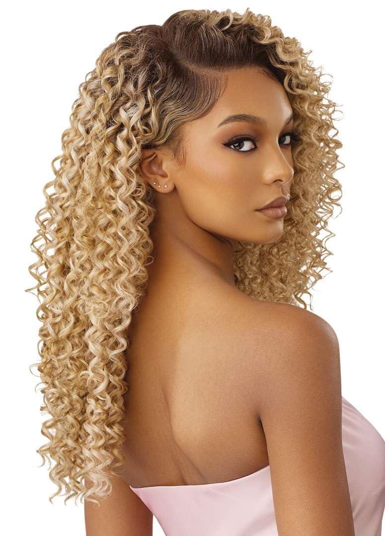 Outre Outre Airtied 100% Fully Hand-Tied Wig - Human Hair Blend - Dominican Curly 22\" (1B)