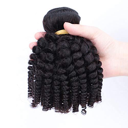 VIOLET VIOLET Brazilian Funmi Hair 3 Bundles Spiral Curl Hair Bundles Short Curly Weave 9A 100% Unprocessed Brazilian Human Hair Extensions Full Head Hair Bundles (8\" 8\" 8\", Natural Black)