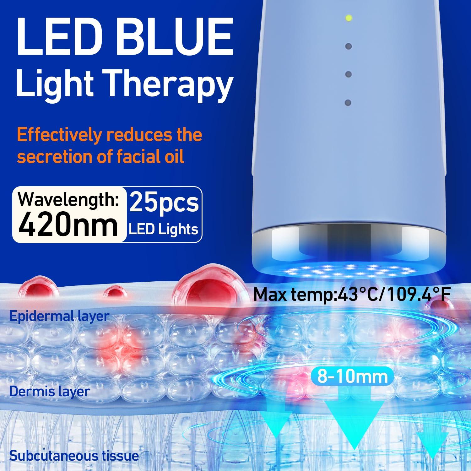 XOIRMO Blue Light Therapy Device for Acne Spot Treatment - XOIRMO LED Acne Blue Light Therapy Wand for Face