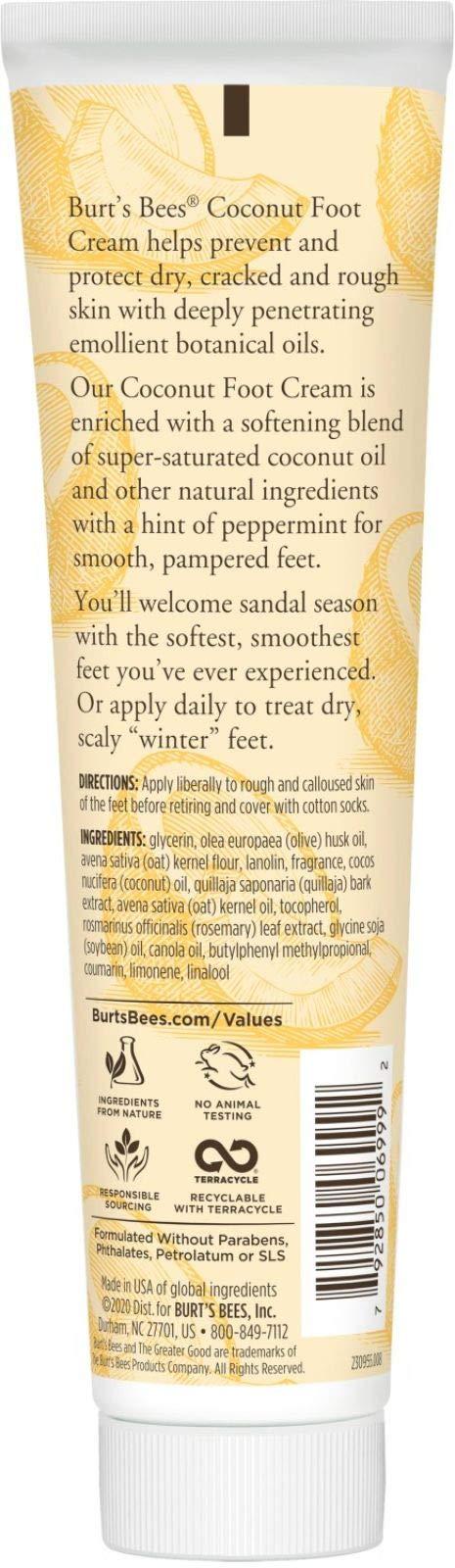 Burt\'s Bees Burt\'s Bees Coconut Oil Foot Cream, Package May Vary, 4.3 Oz (Pack of 2)