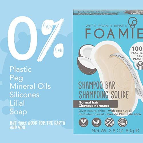 Foamie Foamie Natural Shampoo Bar - Cruelty, Paraben and Sulfate Free - Strengthens Massages and Cleans Your Scalp - Plastic Free Packaging saves 2 Bottles per Bar (Coconut)