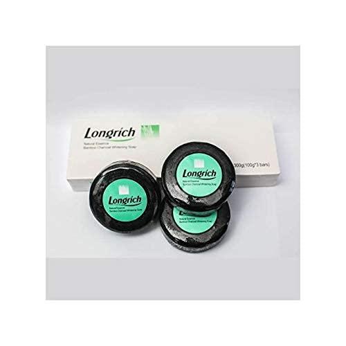 Longrich Longrich Bamboo Charcoal Soap, Black Soap,Brightening Soap for Fighting Pimples, Acne, 3 Bars