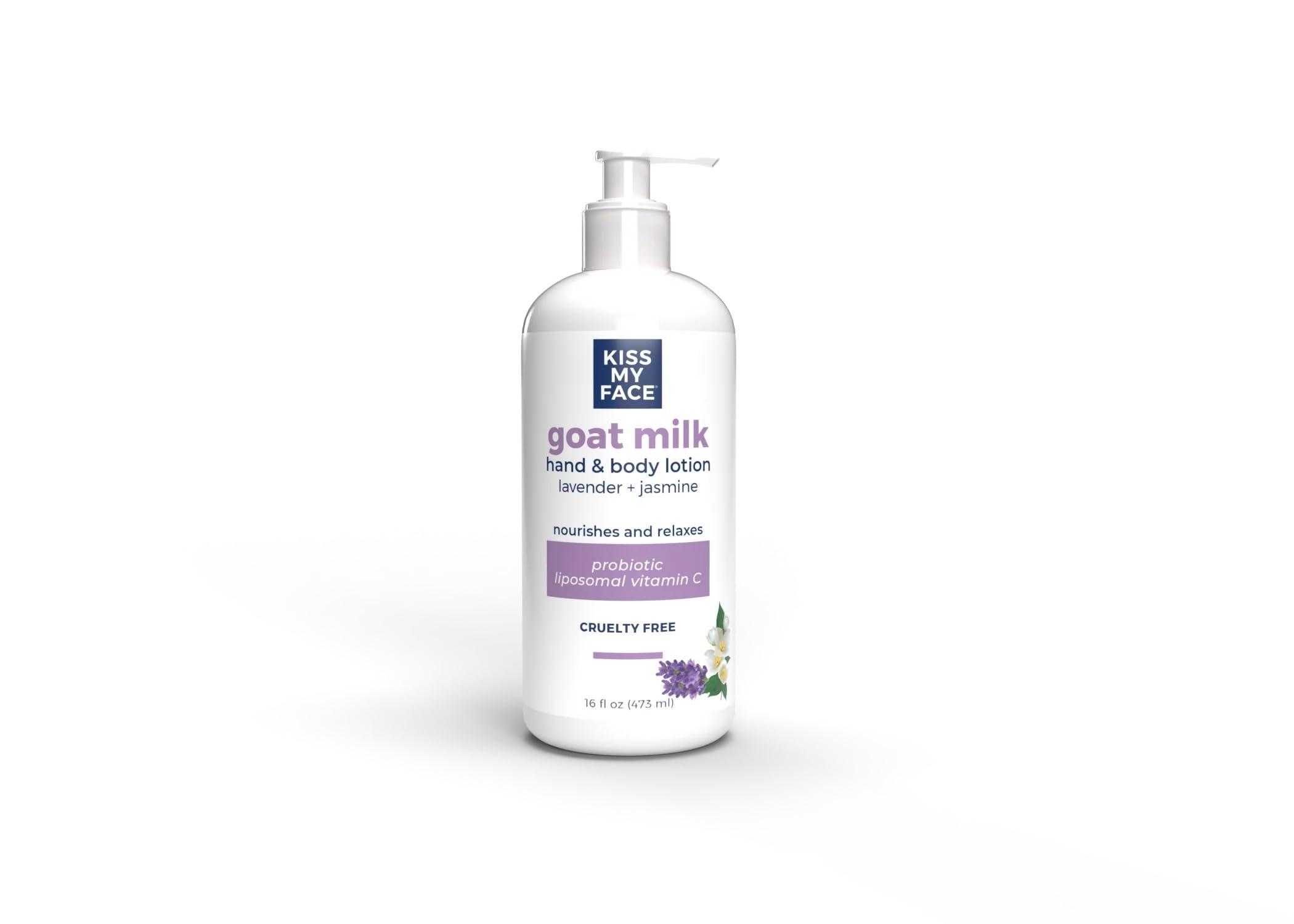 Kiss My Face Kiss My Face Goat Milk Hand & Body Lotion - Lavender & Jasmine Lotion with Goat Milk - 16 Ounce Bottle with Pump (Lavender & Jasmine, Pack of 1)