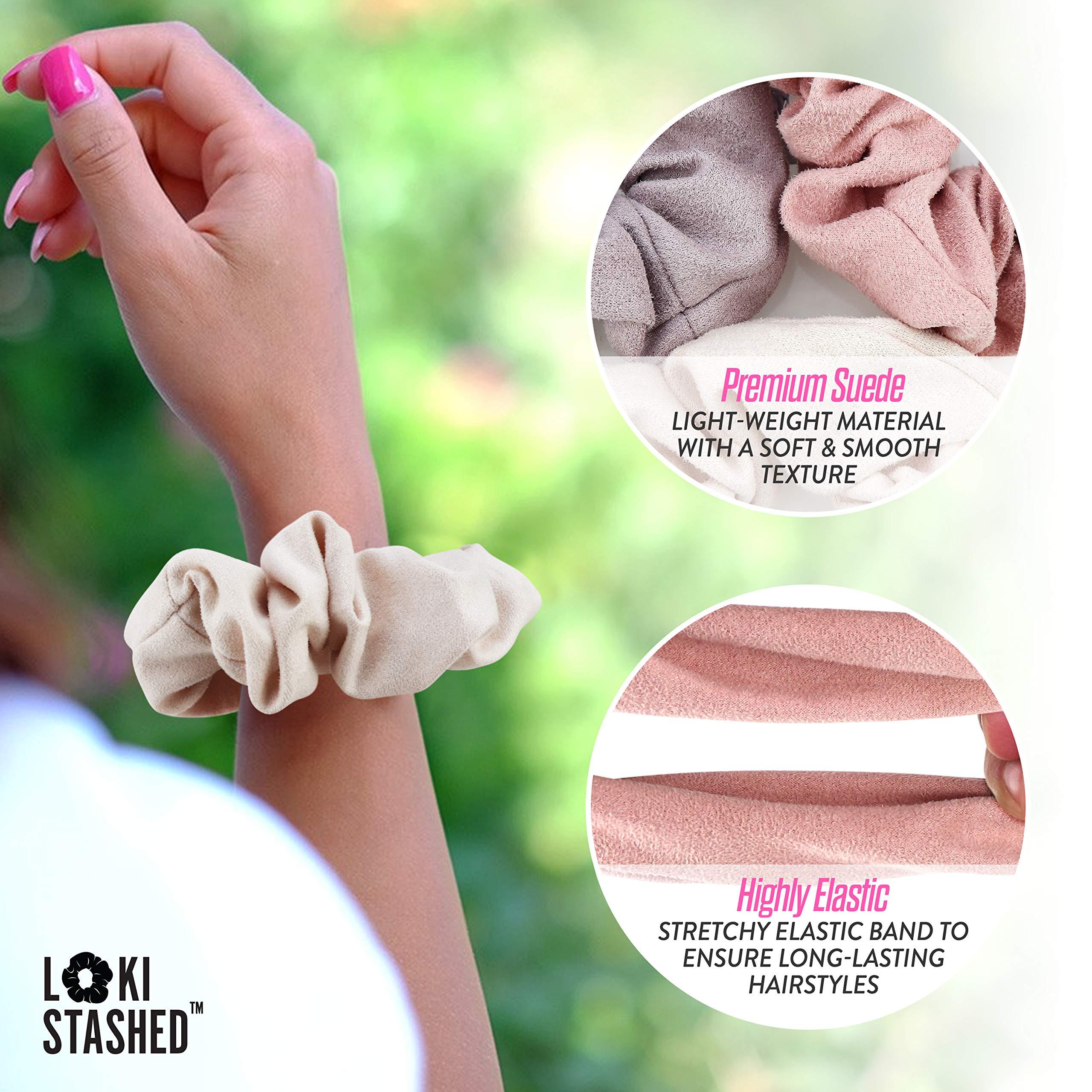 LOKISTASHED LokiStashed 3-PACK Suede Hair Tie Scrunchies for VSCO Girls & Women, THE ORIGINAL HIDDEN POCKET SCRUNCHIE with Zipper Pocket Storage, Accessories, Small Items, Keys, Money (Pastel)