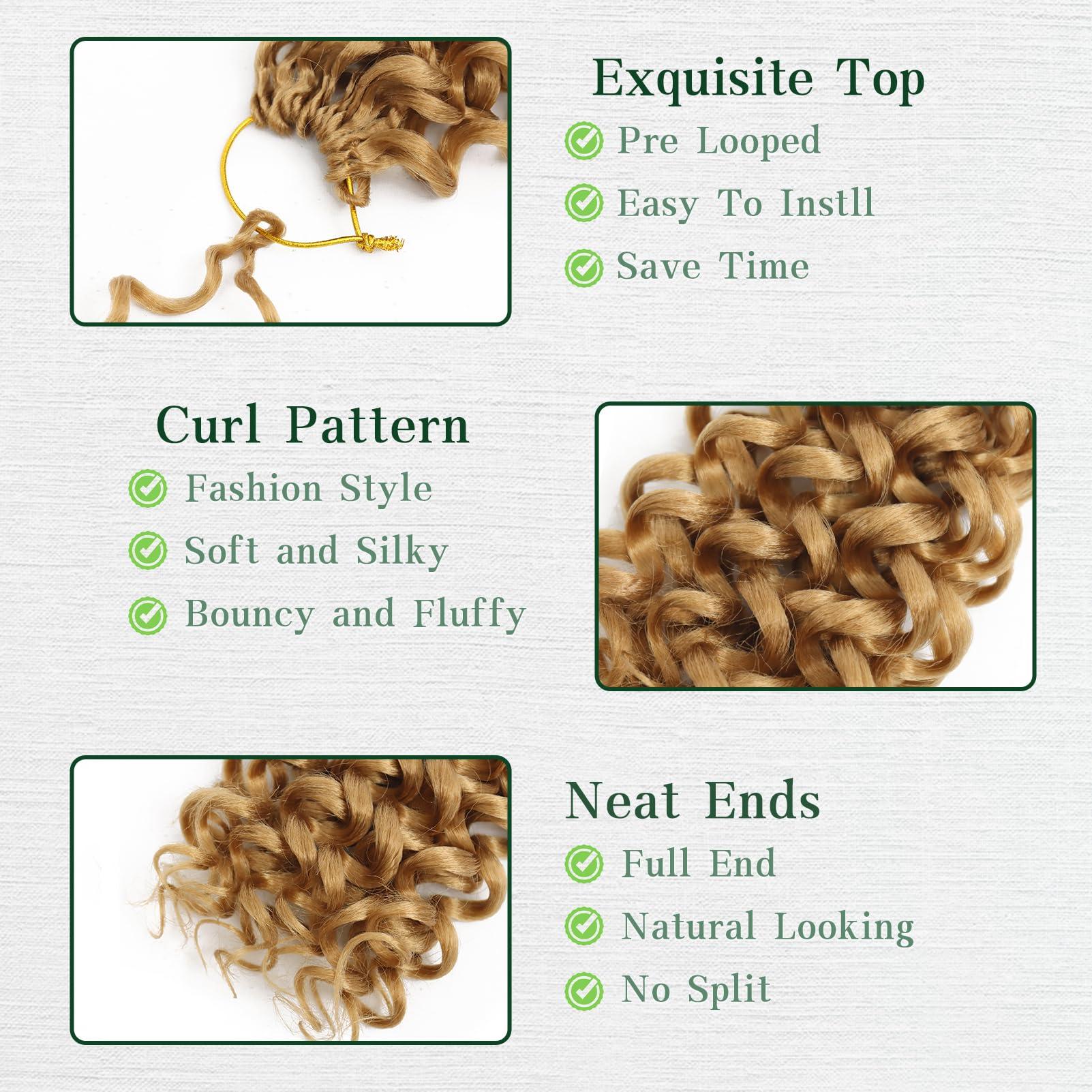 GOWIT Gowit Gogo Curl Crochet Hair 10 Inch 6 Packs Short Curly Crochet Hair for Black Women Honey Blonde Deep Ocean Wave Crochet Hair Synthetic Crochet Braids 10\",27#)