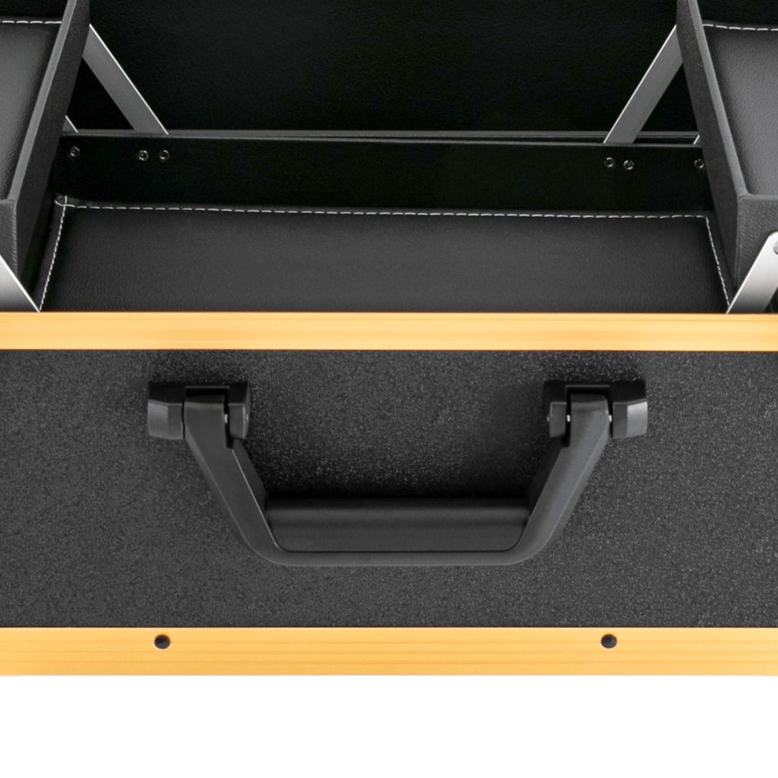 SAHUANIYE Rolling Makeup Train Case, Professional Trolley Makeup Organizer, Professional Cosmetology Case On Wheels, Portable Makeup Station w/ Lighted Mirror, Cosmetician Make Up Box Travel Vanity Station