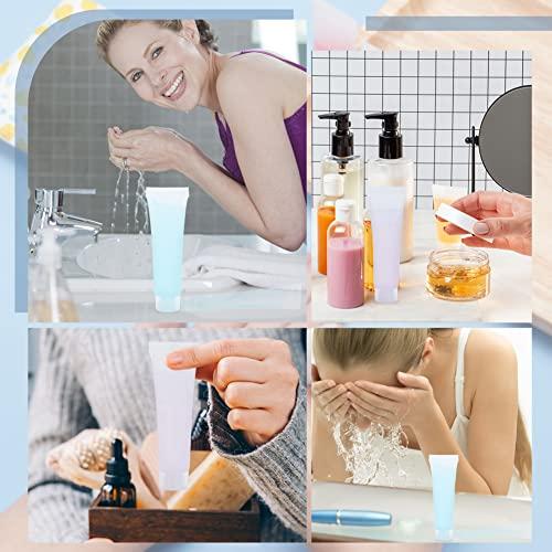 BENECREAT BENECREAT 30 Pack 0.5oz Clear Empty Tubes with Plastic Syringes Clear Squeezable Cosmetic Containers Refillable Plastic Tubes for Shampoo Facial Cleanser Makeup Sample