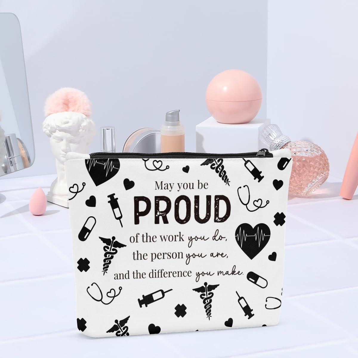 Sldpngo Nurse Makeup Bag, Funny Nursing Gifts for Nurses Female, Nursing Student Gifts, Nurse Gifts for Women, May You Be Proud of The Work You Do Cosmetic Bags, Nurse Appreciation Graduation Gifts