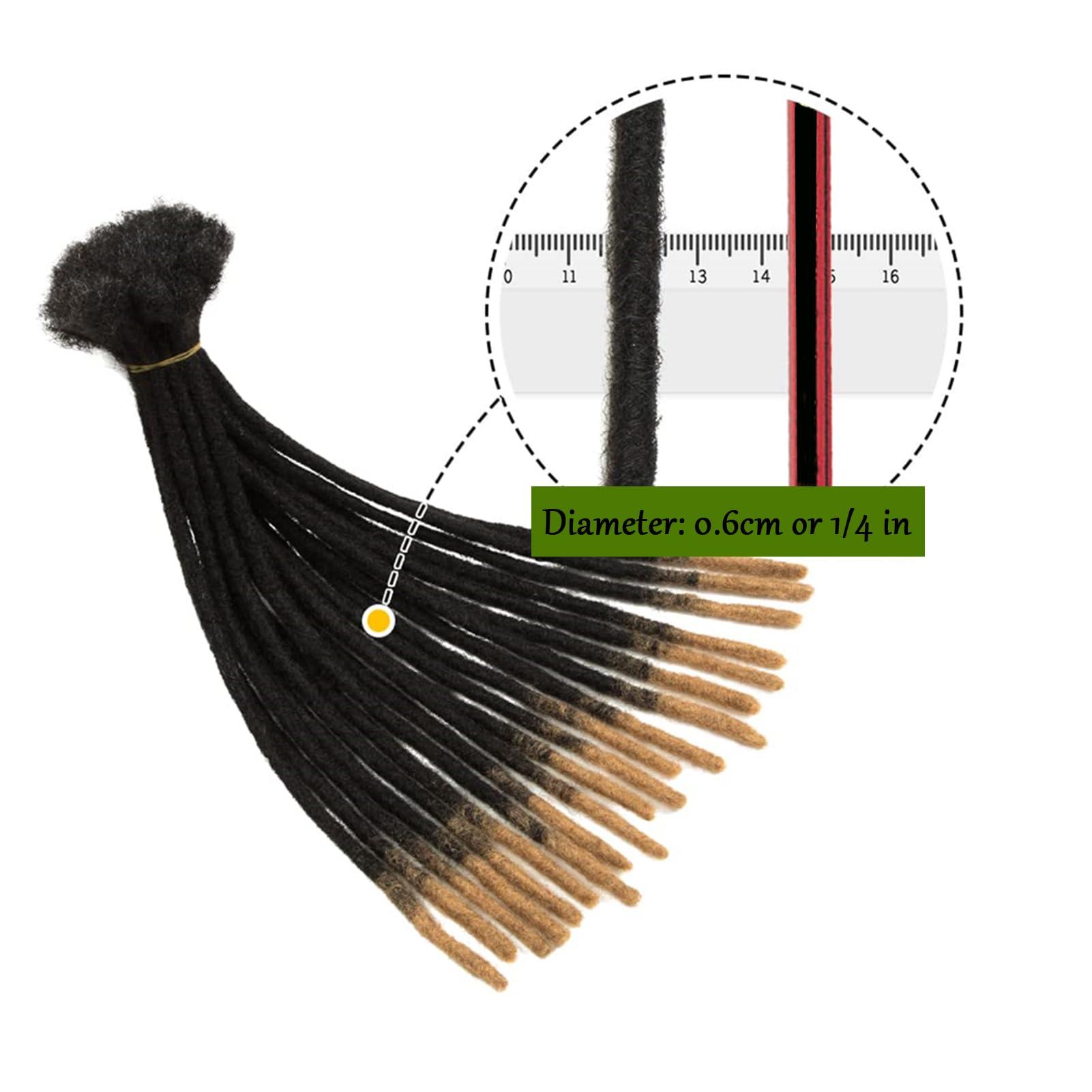 KYNLEY KYNLEY 0.6cm Permanent Loc Extensions Human Hair 10 inch 60 Strands Real Human Hair Dreadlock Extensions Ombre Dreads Extensions for Men Women Can Be Dyed Bleached Curled #T1B/27