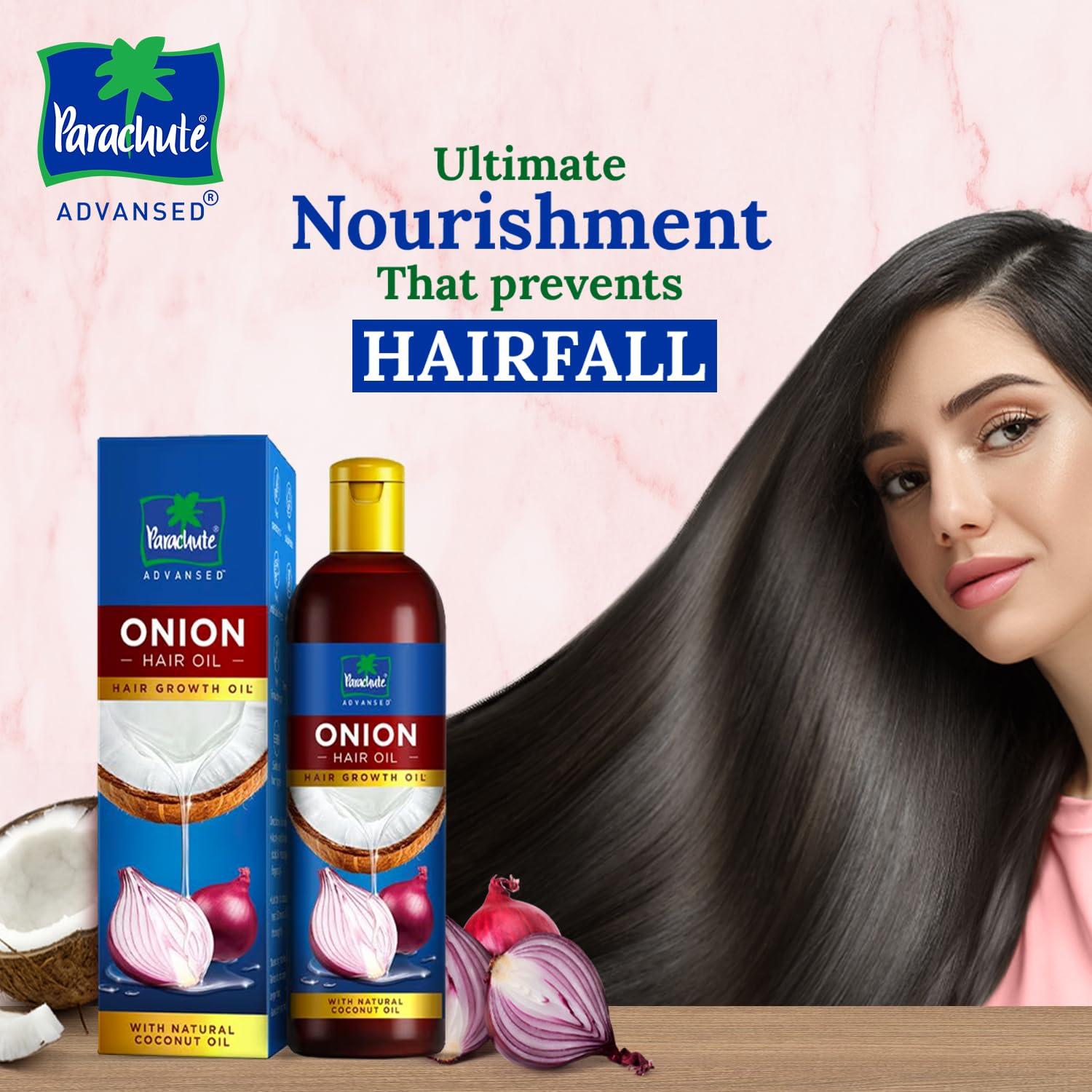 Parachute Advansed Parachute Advansed Onion Hair Oil with Natural Coconut Oil & Vitamin E, 6.7 Fl.oz. - For Longer, Stronger, Healthier Hair, Promotes Growth, Hair Fall Control, All Hair Types, Blue