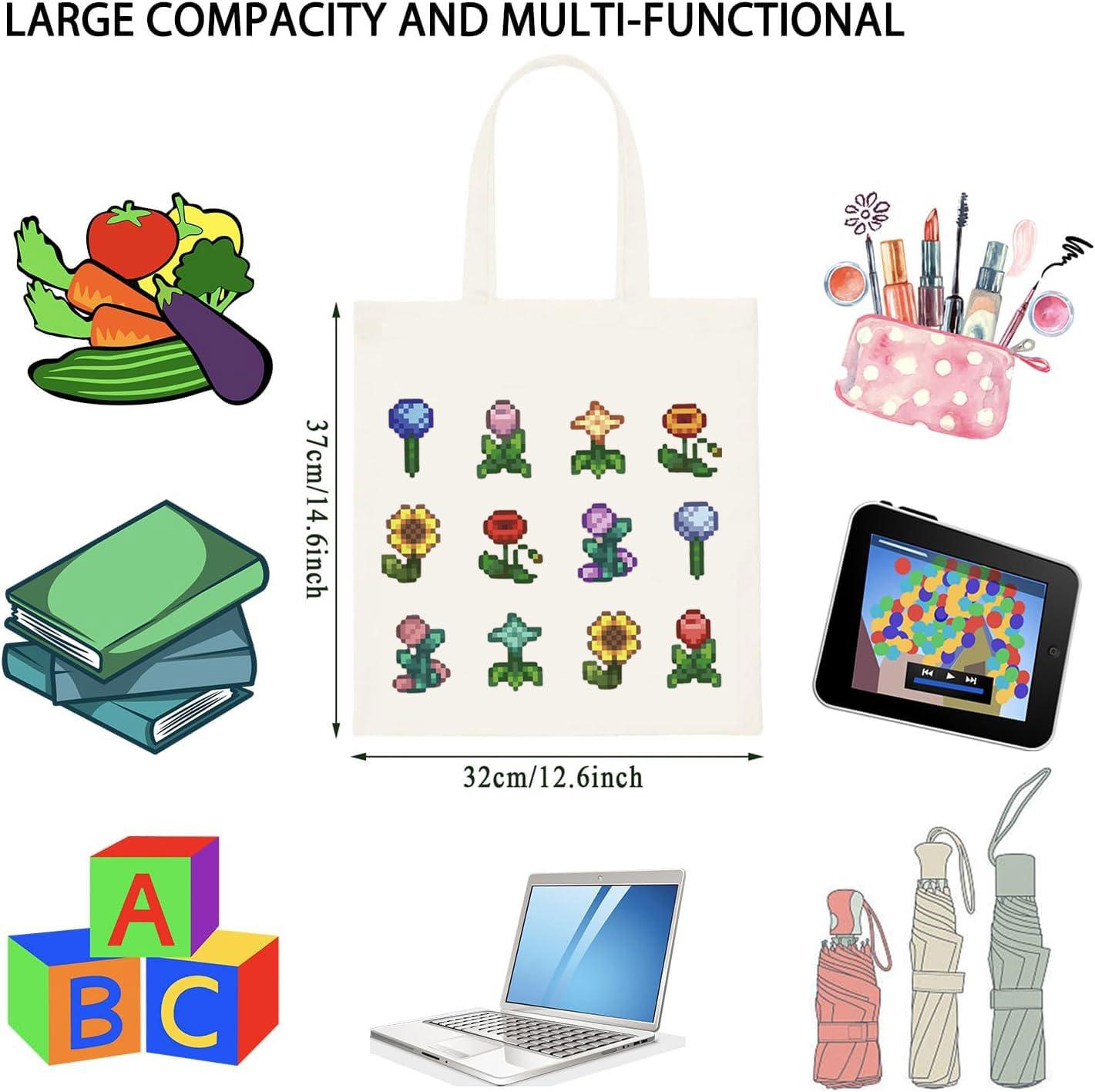 WCGXKO WCGXKO Video Game Lover Gift Valley Game Gift Valley Board Game Tote Grocery Bag Farming Country Adventure Gaming Gift (flower tote)