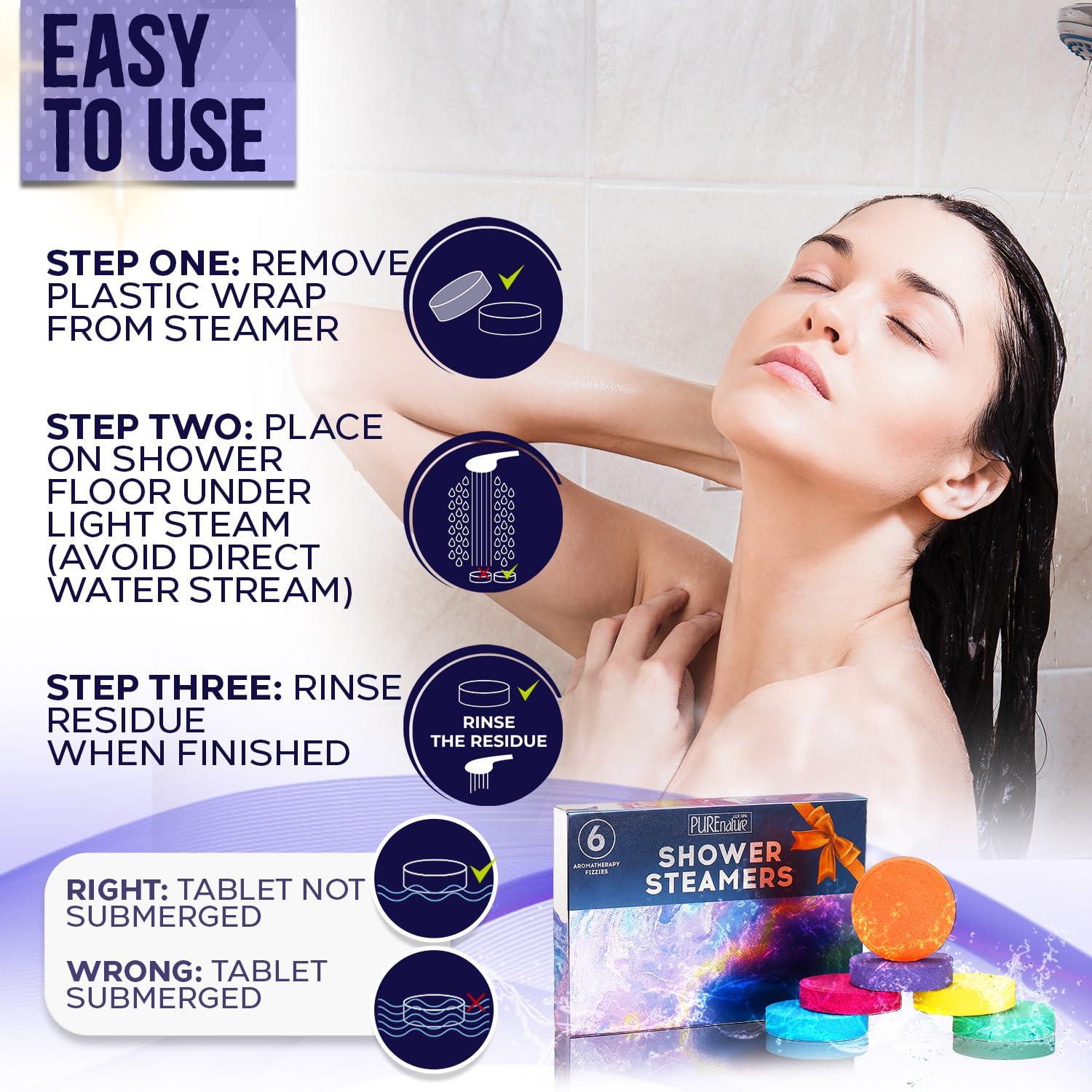 PURE NATURE LUX SPA Pure Nature Bath Bombs Gift, Set 6, and Aromatherapy Shower Steamers, Set 6