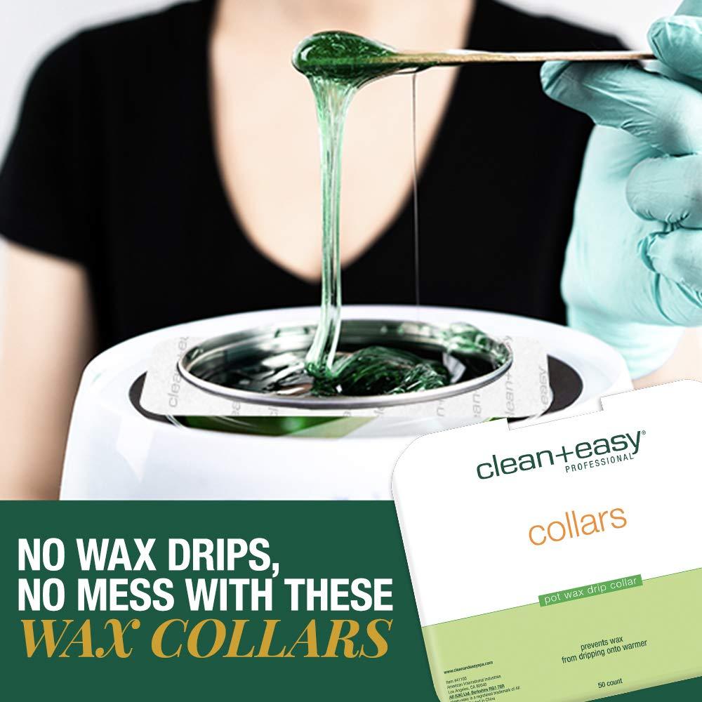 Clean + Easy Clean + Easy Professional Deluxe Wax System - Standard Warmer Collars Prevent Drips for Mess-Free, Effortless Cleanup (50 Count)