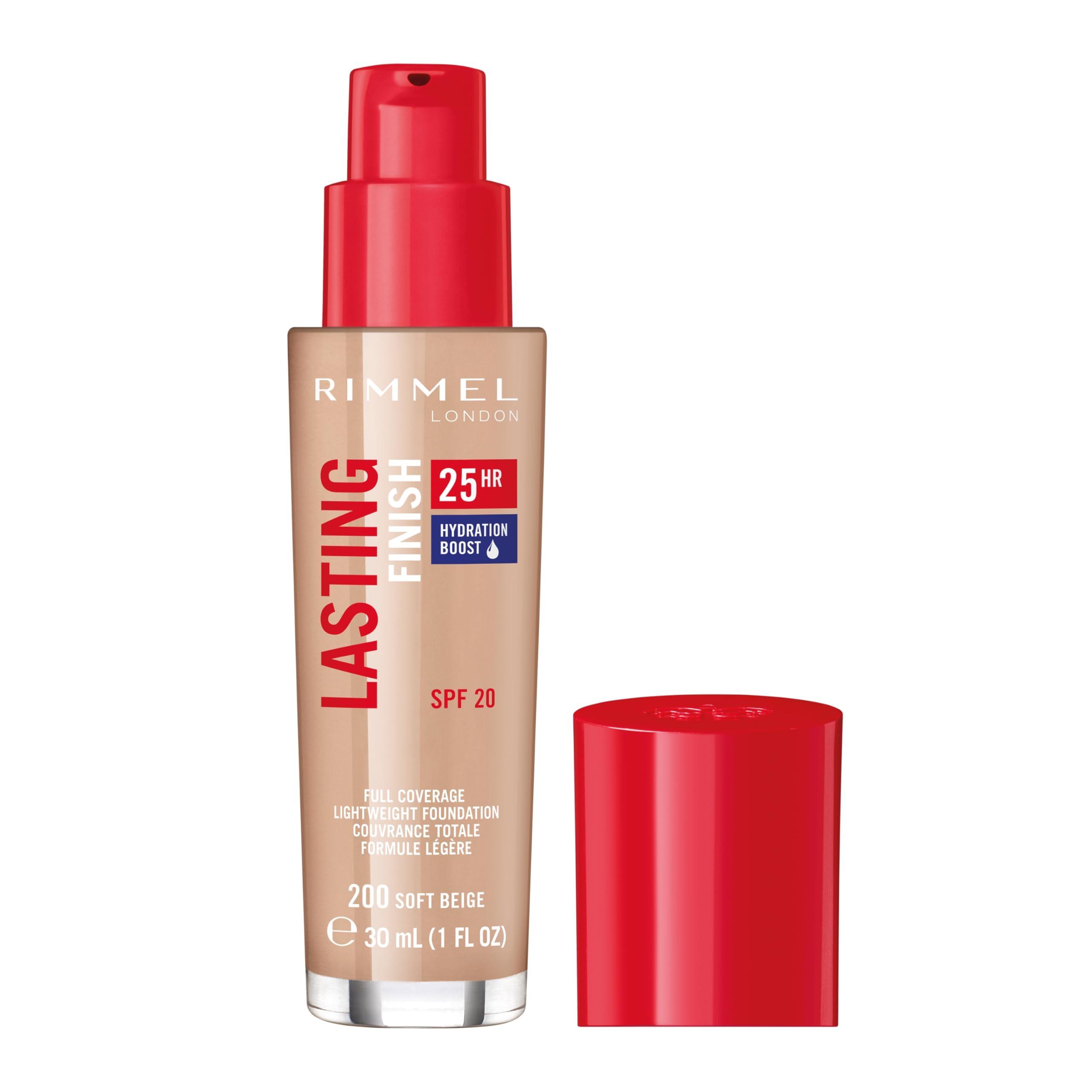 Rimmel Rimmel London Lasting Finish 25HR - 200 Soft Beige - Foundation, 25-Hour Wear, Full Coverage, Waterproof, 1oz