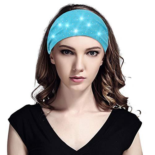 Bohend Bohend Boho Button Headband Wide Stretchy Daily Use Knotted Headwear Sport Athletic Yoga Gym Rhinestone Crystal Hair Accessories for Women and Girls(3pcs) (F)