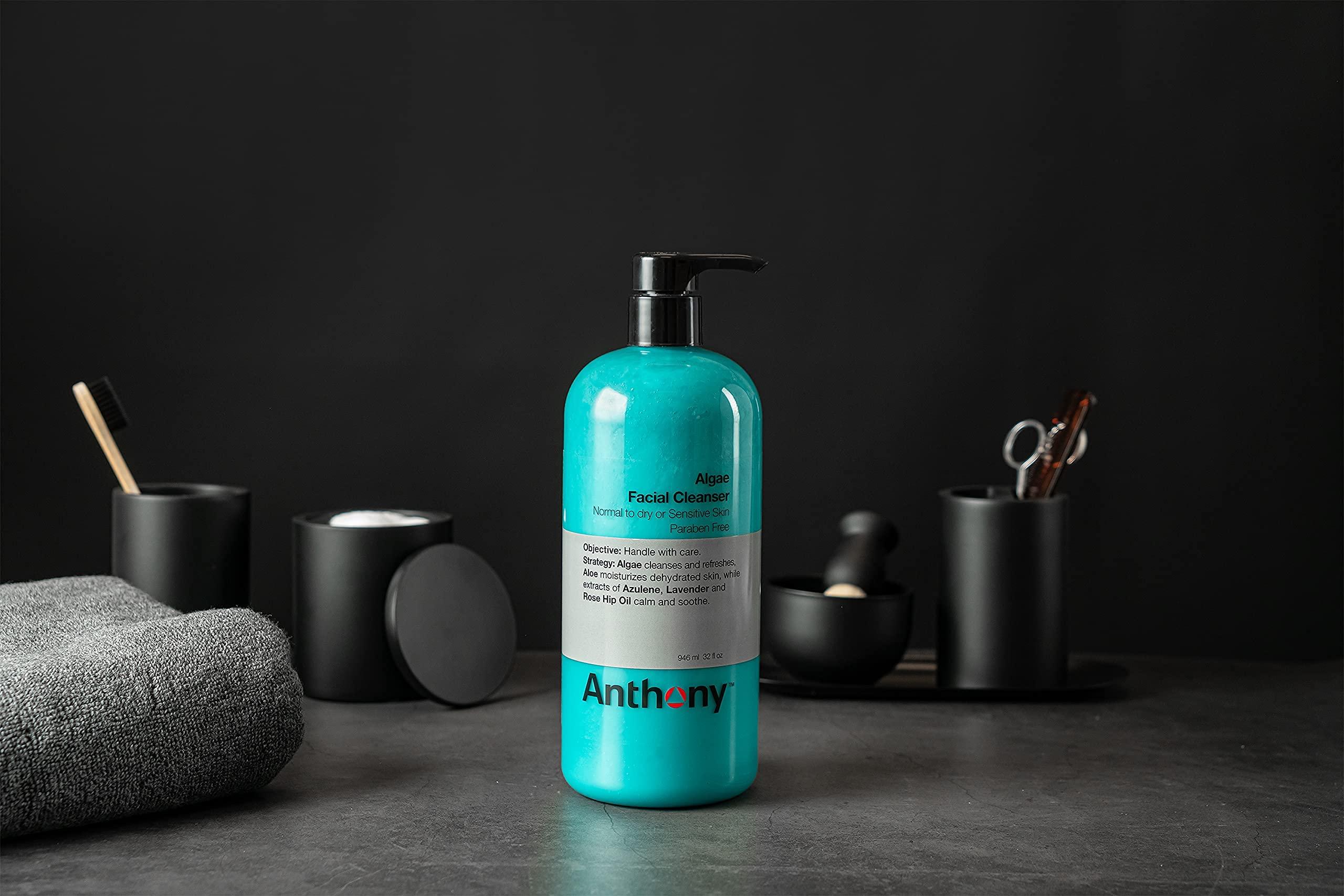 Anthony Anthony Algae Facial Cleanser, 32 Fl Oz - Algae, Aloe Vera, Azulene, Lavender & Rose Hip Oil for Cleansing, Refreshing, Moisturizing, Hydrating, Calming & Soothing Skin