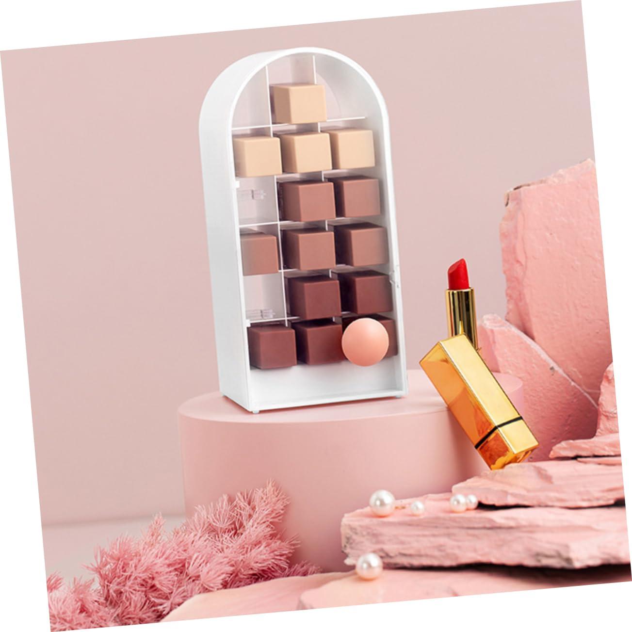 Baluue Baluue 1pc Lipstick Storage Box Lip Gloss Stand Desktop Cosmetic Makeup Display Rack Cosmetic Display Cases Clear Cosmetic Makeup Organizer Lipstick Holders and Organizers White Abs