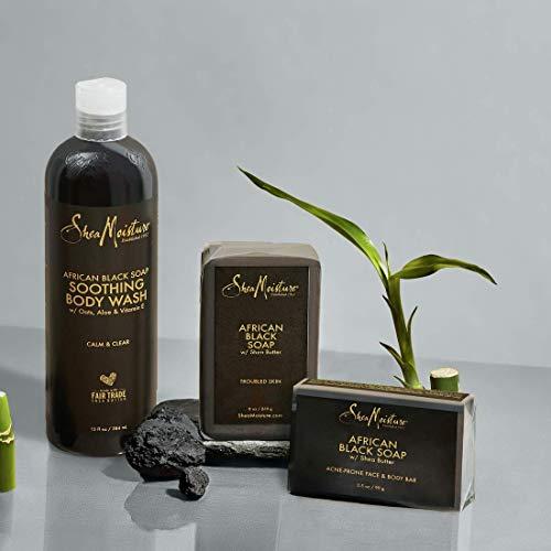 SheaMoisture SheaMoisture Bath Face Skin care Kit Body Cleanser for Dull Skin African Black Soap Made with Fair Trade Shea Butter, Aloe Vera, 3 Count