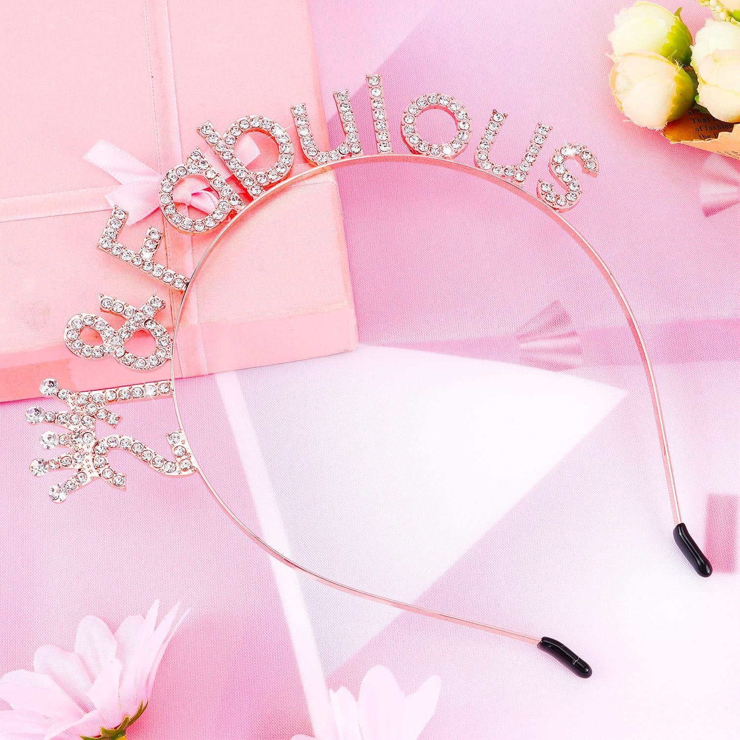 SuPoo SuPoo Rose Gold 21st Birthday Crown 21 & Fabulous Headband 21st Birthday Decorations for Her Rhinestone 21 Birthday Girl Tiara Happy 21 Year Old Birthday Gifts Party Decorations Hair Accessories