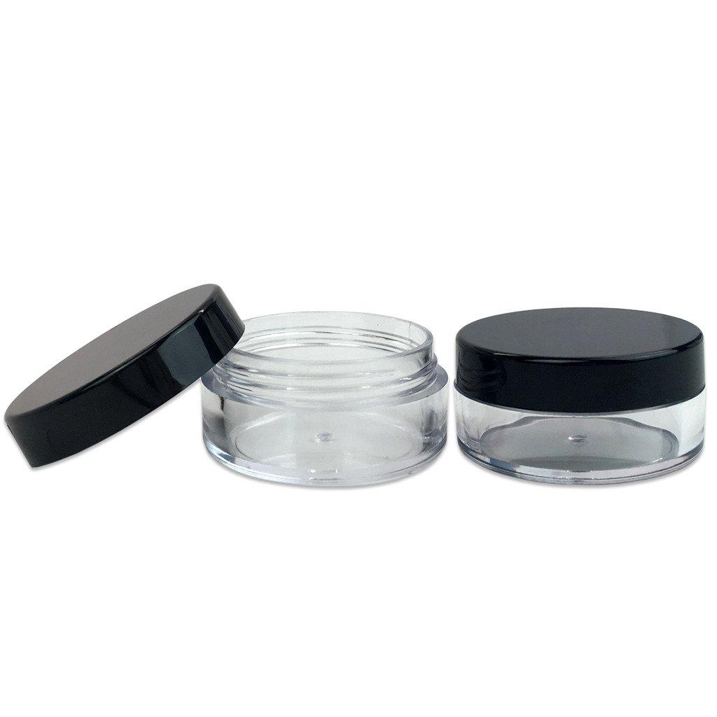 Beauticom (Quantity: 100 Pieces) Beauticom 10G/10ML Round Clear Jars with Black Lids for Scrubs, Oils, Salves, Creams, Lotions - BPA Free