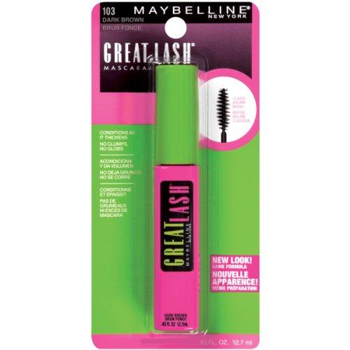 Maybelline New York Maybelline New York Makeup Great Lash Washable Mascara, Dark Brown Volumizing Mascara, 0.43 fl oz