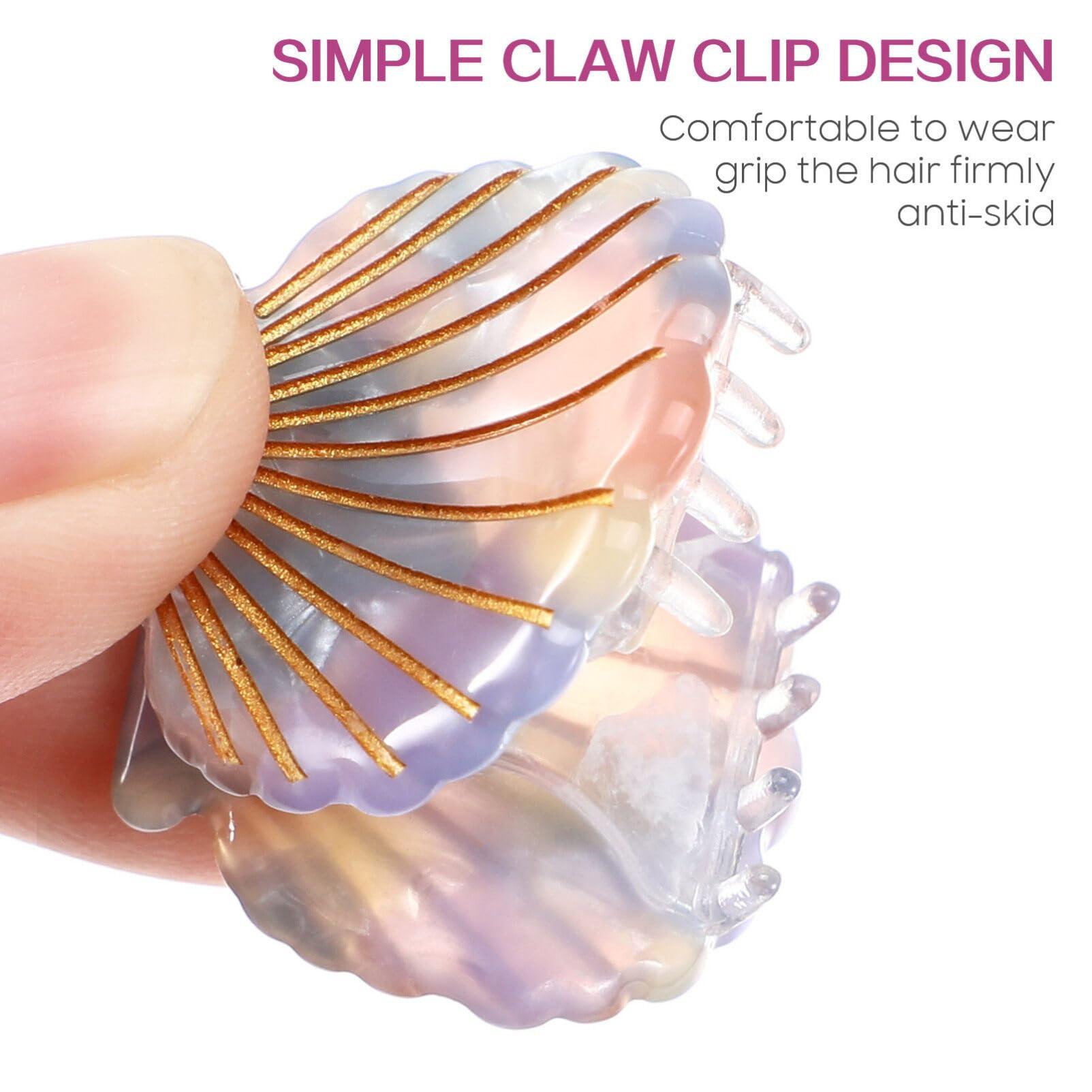 Luxshiny Luxshiny 4Pcs Sea Shell Hair Clip, Small Hair Claw Clips Princess Hair Clips Girl Hair Clips Beach Hair Accessories for Women Styling Hairdressing