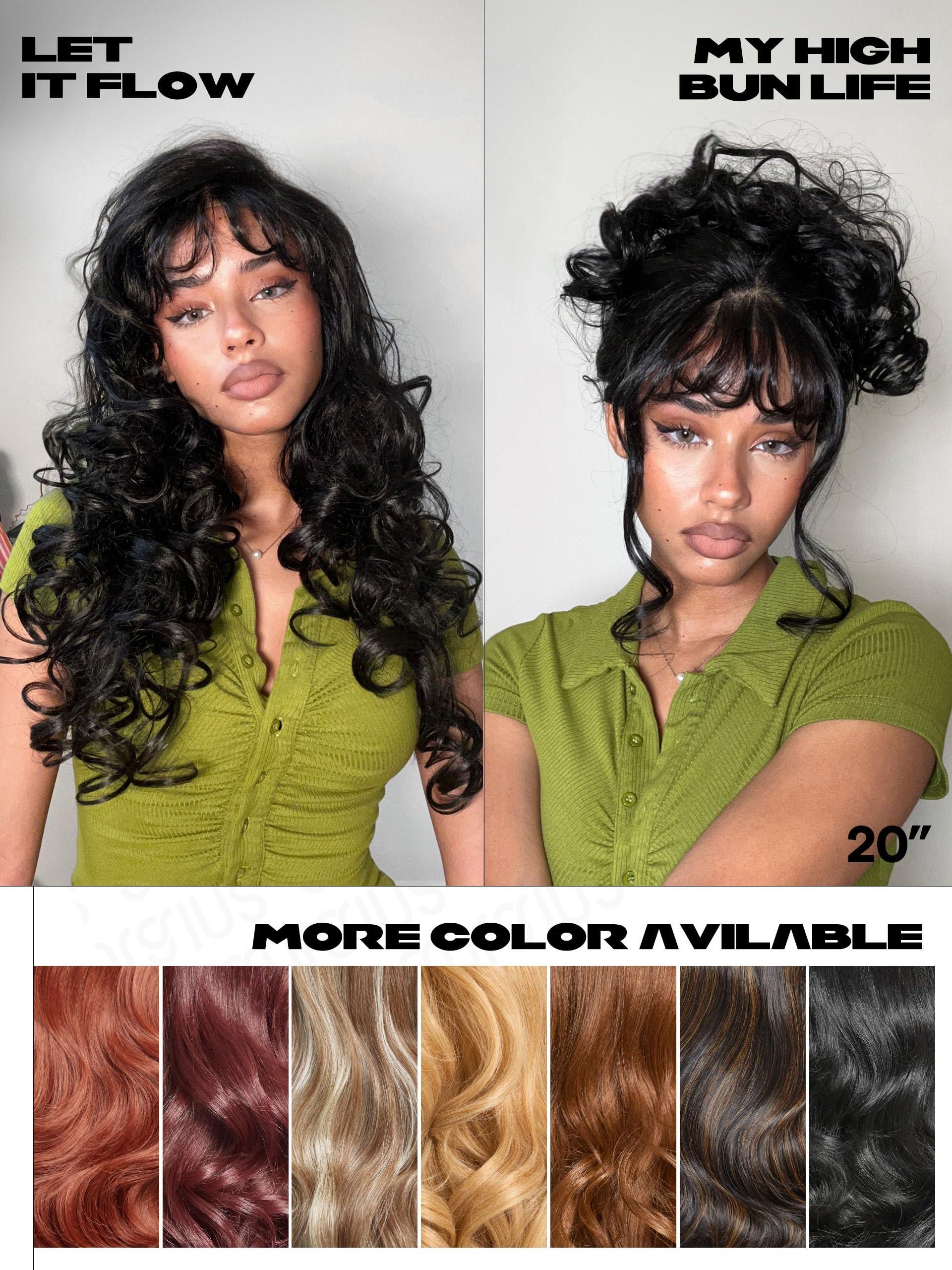 GORGIUS GORGIUS Black Body Wave Wig with Bangs Ready-to-Go Glueless Bang Wig Pre Bleached True Scalp Long Wavy Fringe Bangs Wig Upgraded with Style-Archive Premium Fiber