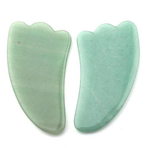 fengshuisale Feng Shui Gua Sha Scraping Massage Tool, Natural Rose Quartz/Green Aventurine Wing-shape Guasha Board Traditional Scraper Tool W3415 (green)