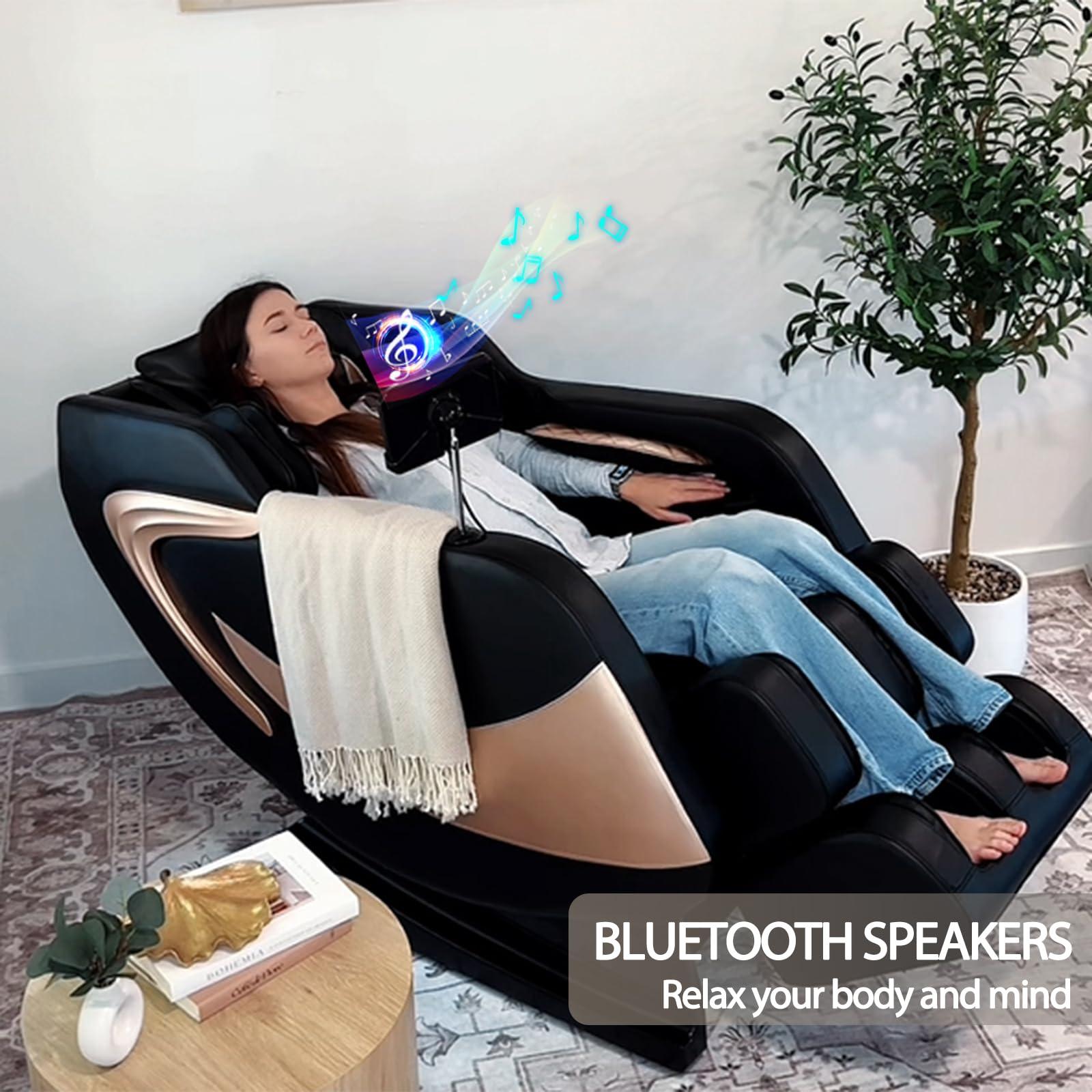 Artist hand Full Body Zero Gravity Shiatsu Massage Chair with Adjustable Heat for Lower Back & Upper Legs, 5 Preset Automatic Massage Modes, Bluetooth Speakers, and Space-Saving Design Recliner