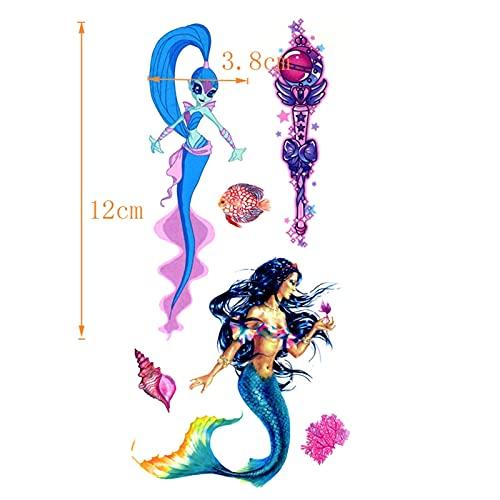 EeXUAN IOPQQ 5PCS Atlantis Mermaid Queen Waterproof Temporary Tattoos Men Tatuagem Henna Tattoo Stickers Scepter Crystal Kids Tatoo for Girl