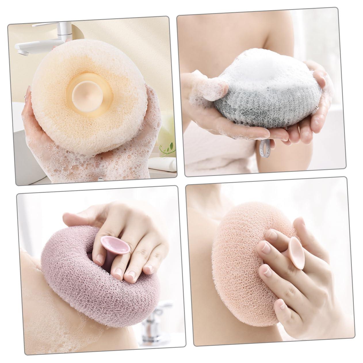 Baluue Baluue 4pcs Bathing Ball Scrubber Set Rich Foaming Loofahs for Shower Portable Bath Skin Scrubber Blood Tooth Impatiens Light Colors