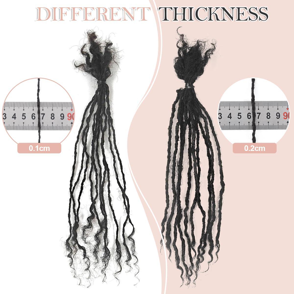 originea Originea 8-18 Inch Thickness Curly Tips Interlocked sisters Locs 100% Real Human Hair Micro loc Extensions Permanent Dreadlock Extensions Natural Looking Locs (1B# 0.2cm, 12 Inch 120 Strands)