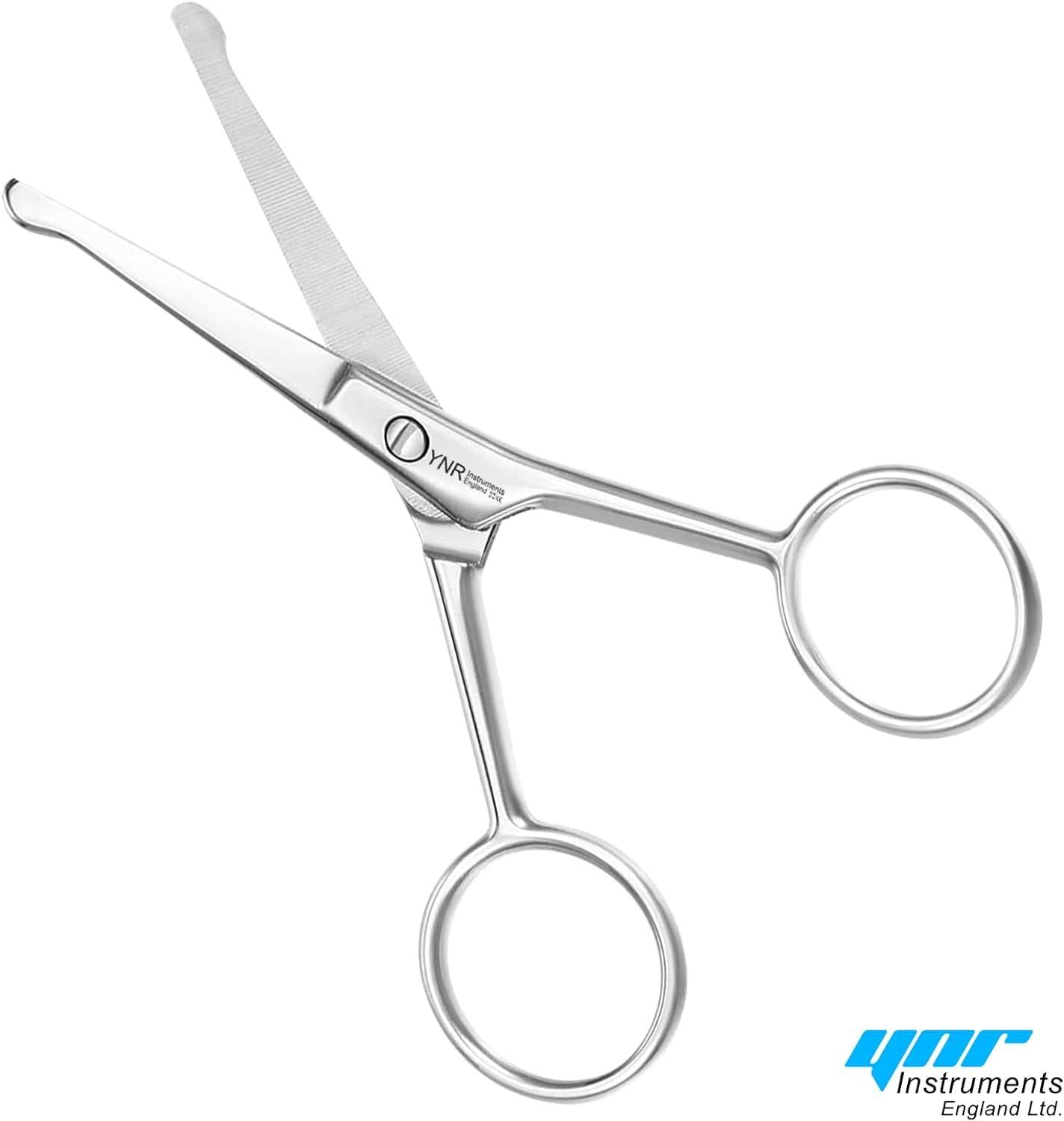 YNR 10CM Premium Nose Hair Scissors, Rounded Tip for Trimming Small Details Facial Hair, Ear Hair, Eyebrow