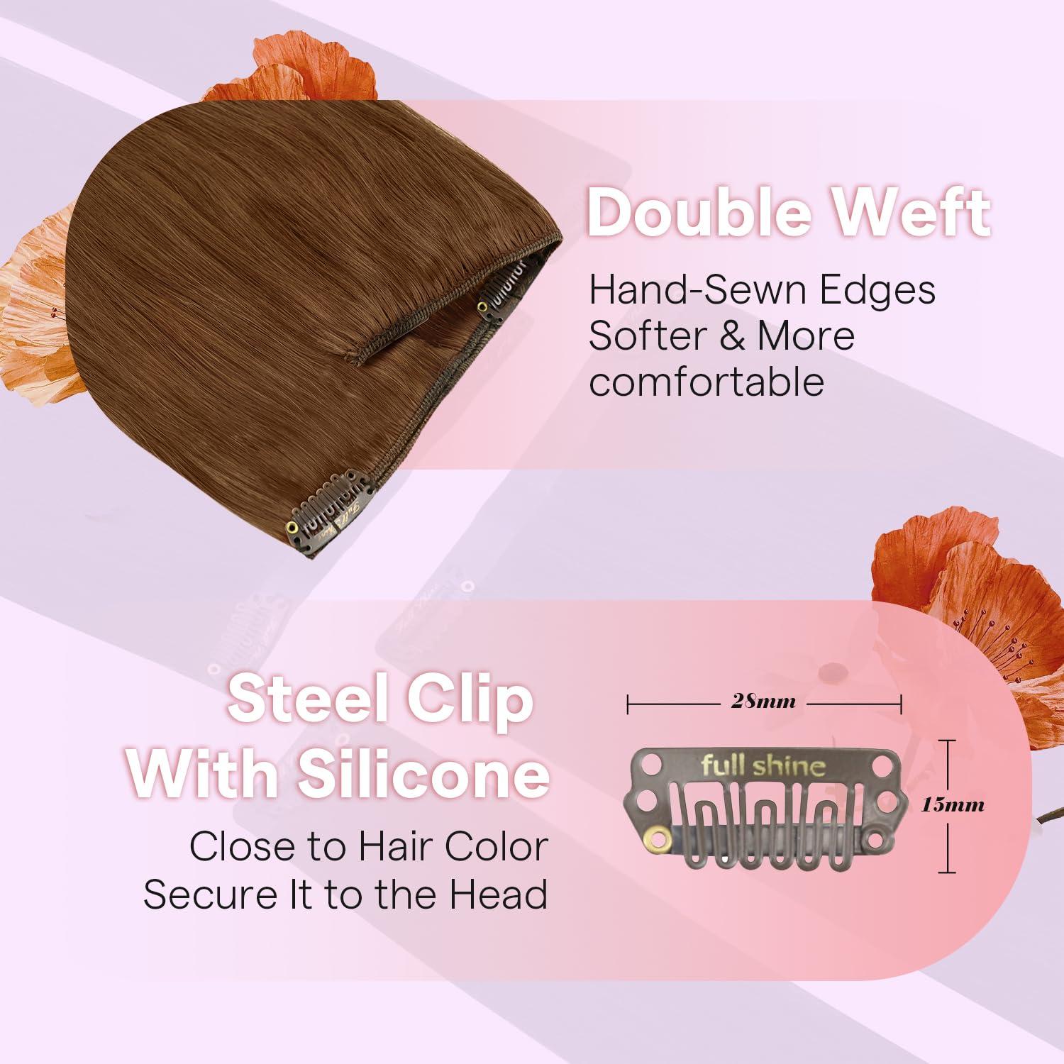 Full Shine Fulll Shine Copper Hair Extensions Clip in Hair Extensions Real Human Hair Remy Hair Copper Red Hair Extensions for Women Natural Hair Extensions 7 pcs 20inch 120G