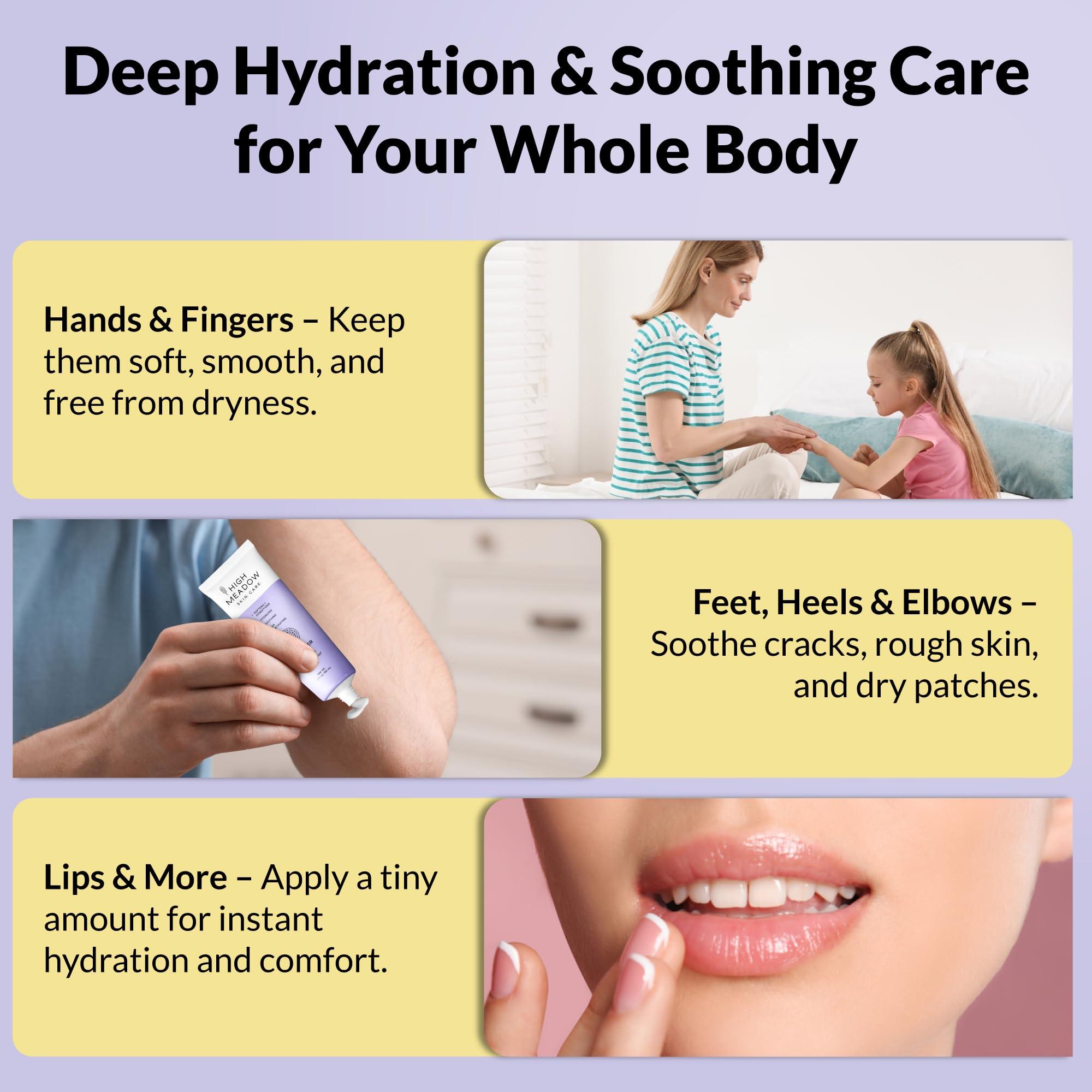 High Meadow High Meadow Lanolin Skin Cream - Deep Hydration Formula for Soft, Radiant Skin Care - Repairs Dry and Cracked Skin on Hands, Feet & Elbows - Multi-Purpose Soothing Lotion - 3.0 Oz Lavender Moisturizer