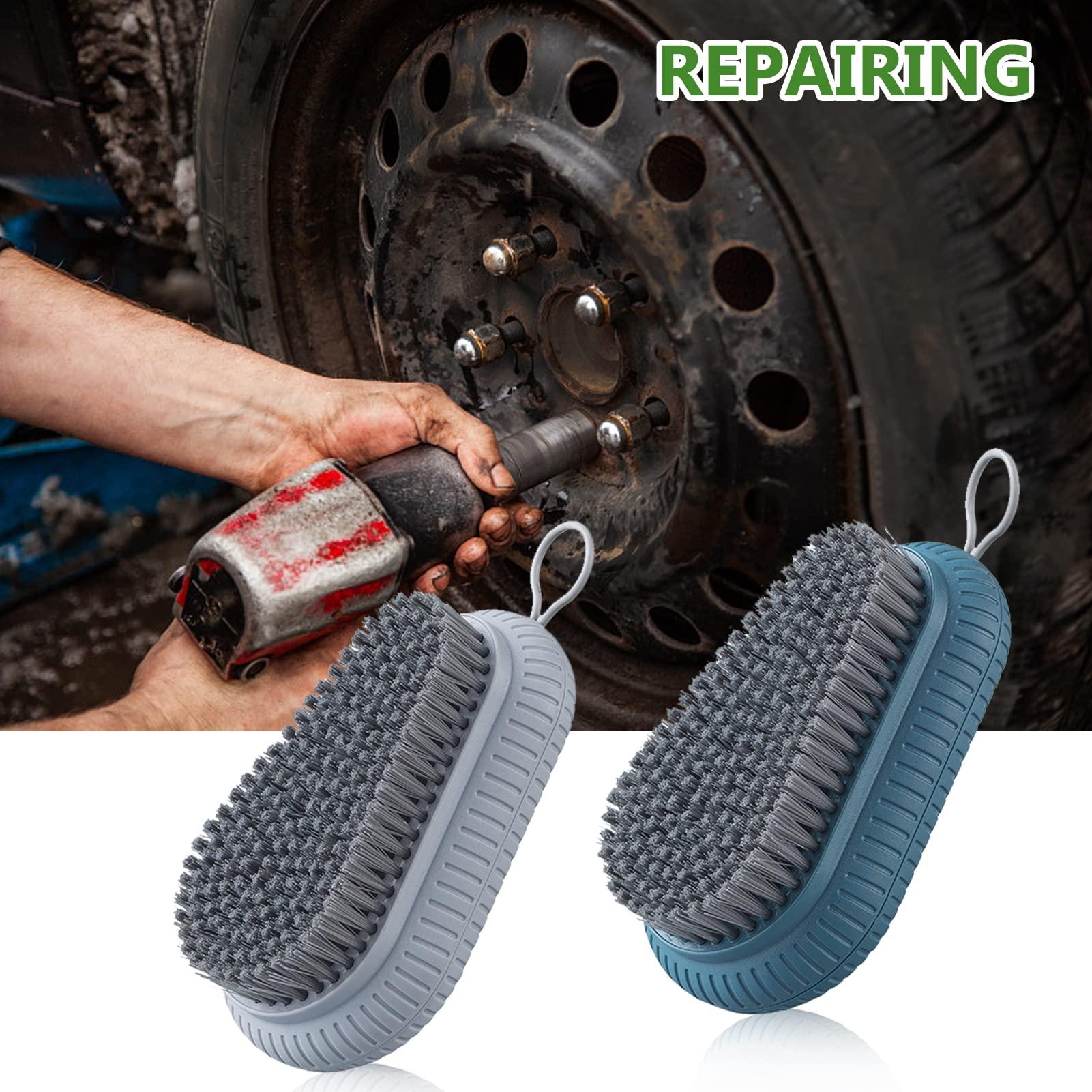 Emsiok 2PCS Heavy Duty Nail Brush for Cleaning Fingernails, Blue and Grey Fingernail Scrub Brush Durable Stiff Bristles Nail Hand Scrub Brush Toenail Brush Fingernail Brushes for Men Women Mechanics