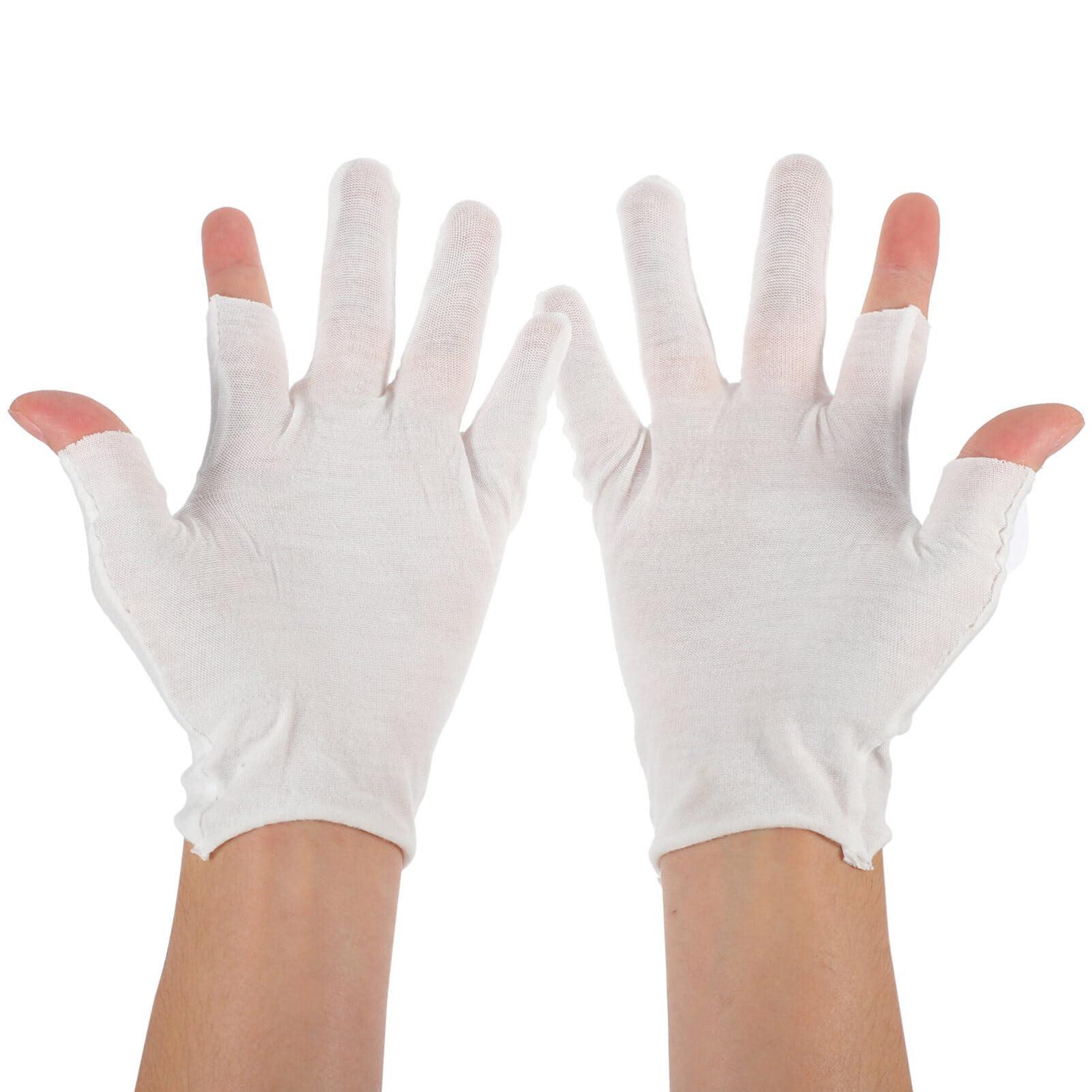 FOMIYES FOMIYES Moisturizing Overnight Gloves, 12 Pairs Work Cotton Gloves Cosmetic Hand Spa Gloves Jewelry Inspection Gloves Coin Gloves for Dry Hands White