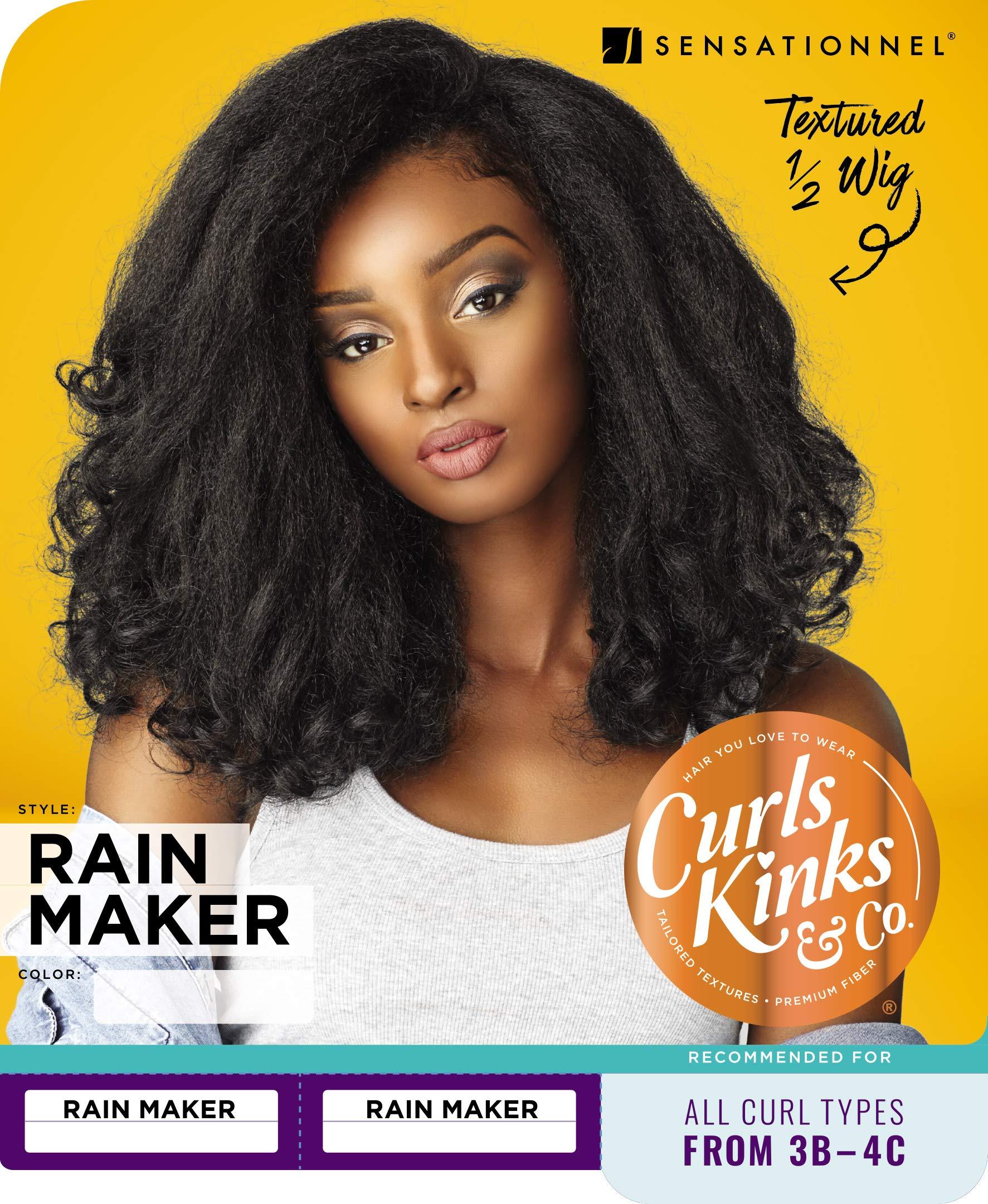 Sensationnel Sensationnel Curls kinksandco half wig - rain maker instant weave drawstring cap for natural 3c to 4c hair textures (2 DARKBROWN)