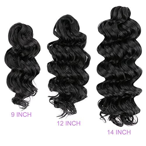 Mtmei hair Mtmei Hair Ocean Wave Crochet Hair 12 Inch 2 Packs Nature Black Deep Wave Crochet hair Deep Curly Twist Braids Water Wavy Synthetic Braiding Hair Extensions for Black Women #1B (12 Inch,2 Packs)