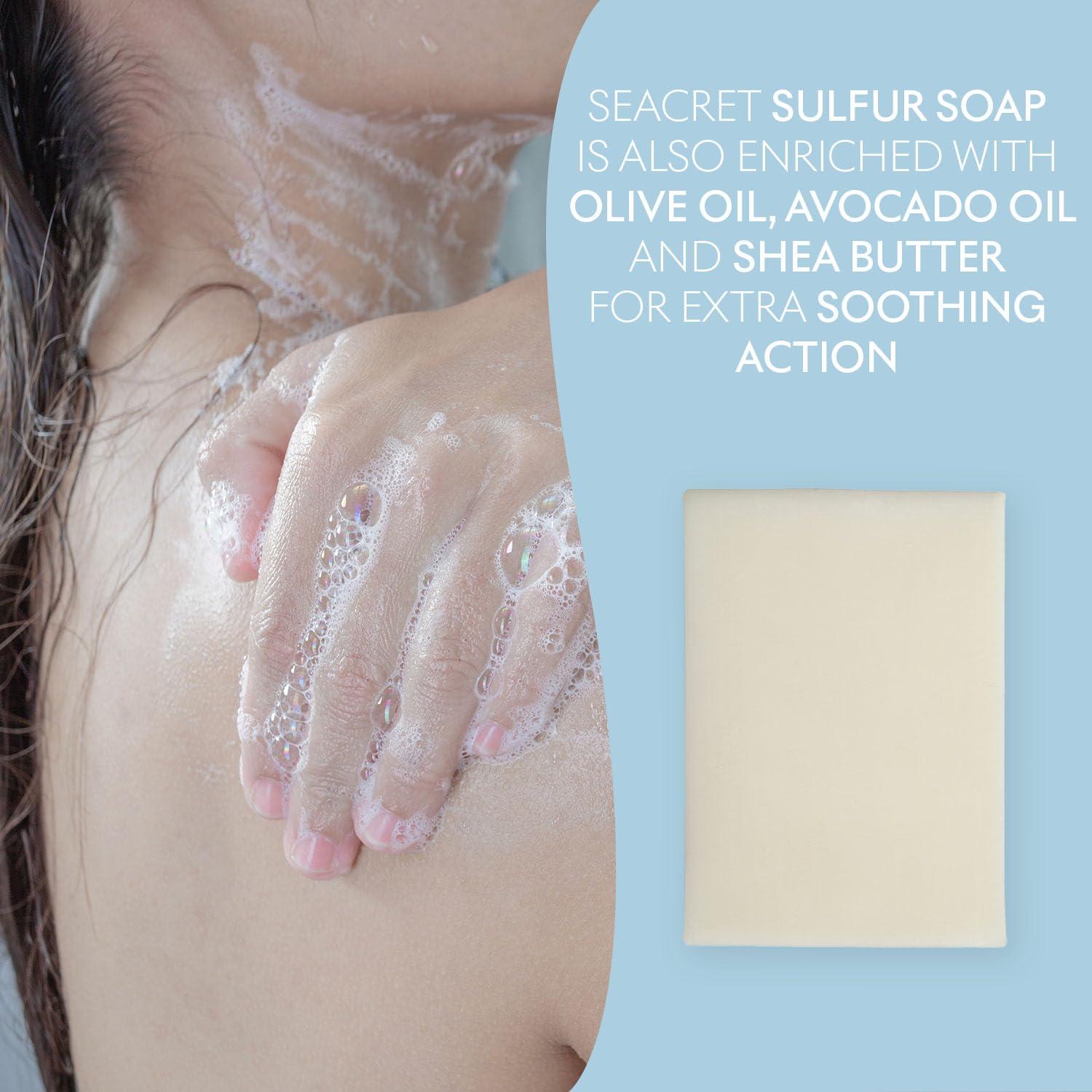 SEACRET SEACRET Sulfur Soap Bar for Face & Body - Nature-Powered Sulfur Cleanser for Radiant Skin, Sulfur Skin Care, Sulfur Bar Soap, Sulfur Soap