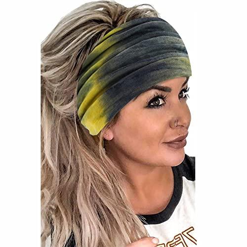 STGDAK STGDAK Boho Headbands For Women Fashion Stretch Wide Hair Bands Tie Dye Knoted Turban Head Bands Yoga Running Sweatband Elastic Headband Stylish Wrap Headbands Hair Accessories for Teen Girls 4 Pack