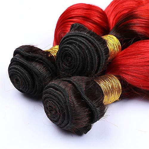 General Malaysian Ombre Loose Wave Bundles with Closure Frontal Loose Wavy Mixed Length 13 with 4 Inches Virgin Ombre Hair Bundles with Closure #1B/#Red